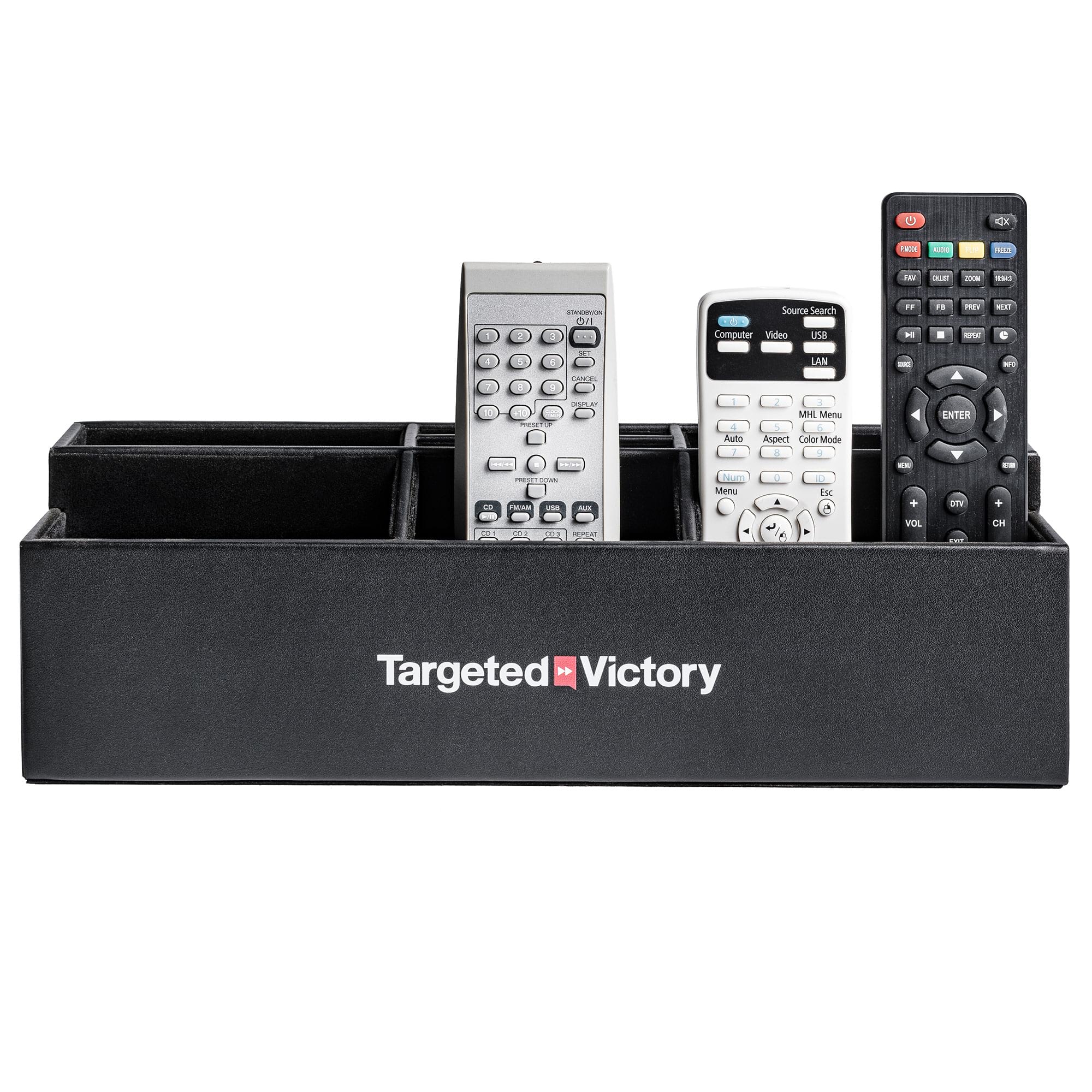 Black Leatherette Remote Control Organizer