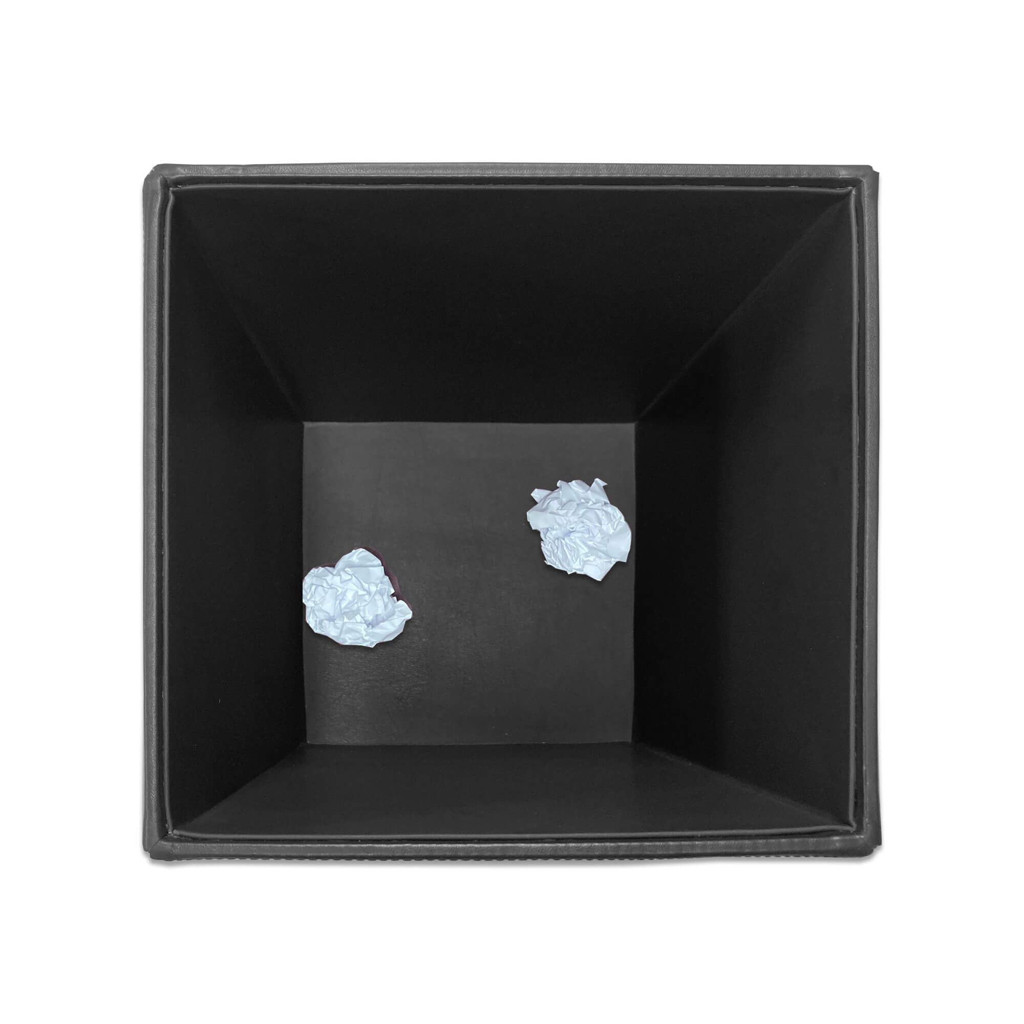 Black Bonded Leather Waste Basket, 14 Qt