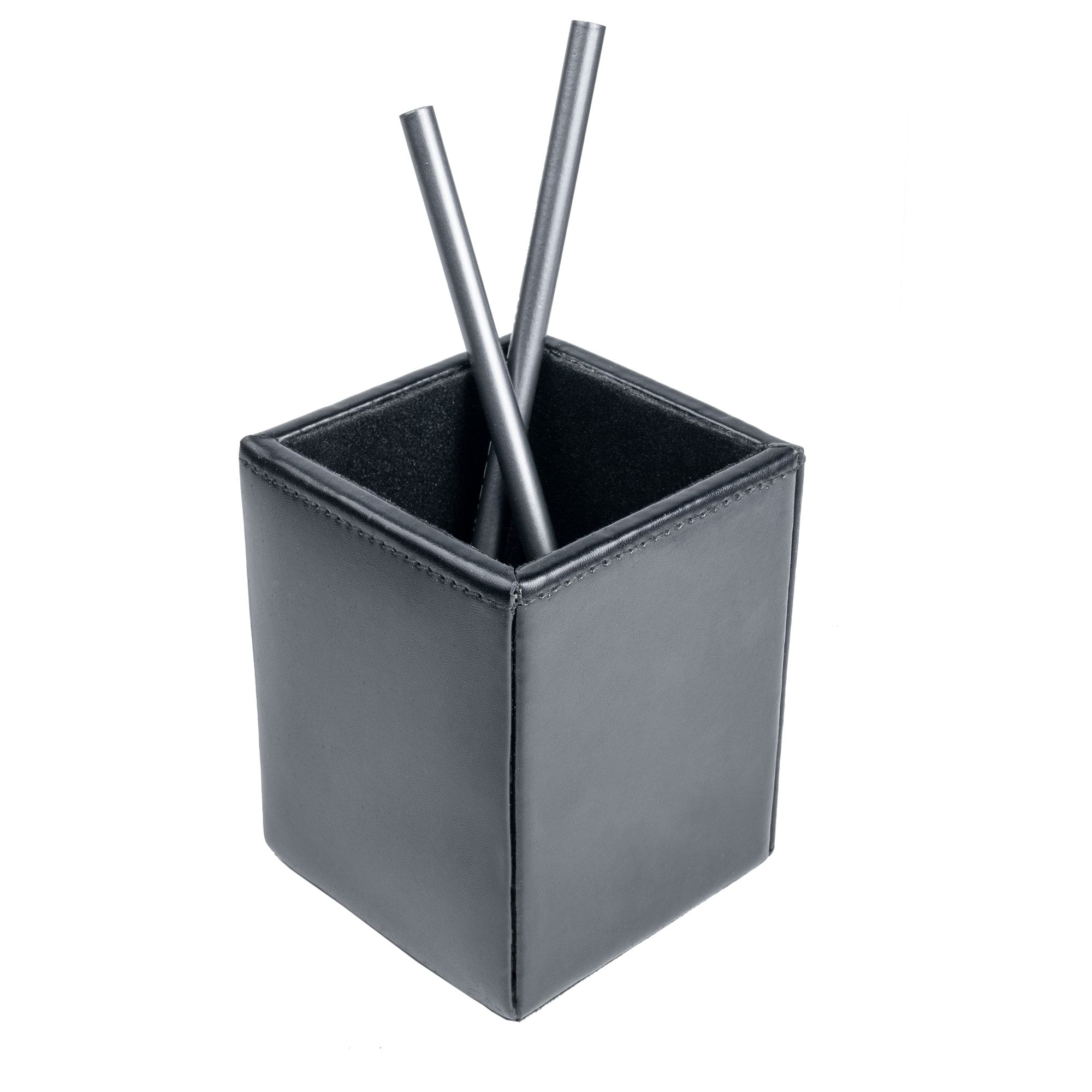 Black Bonded Leather Pencil Cup