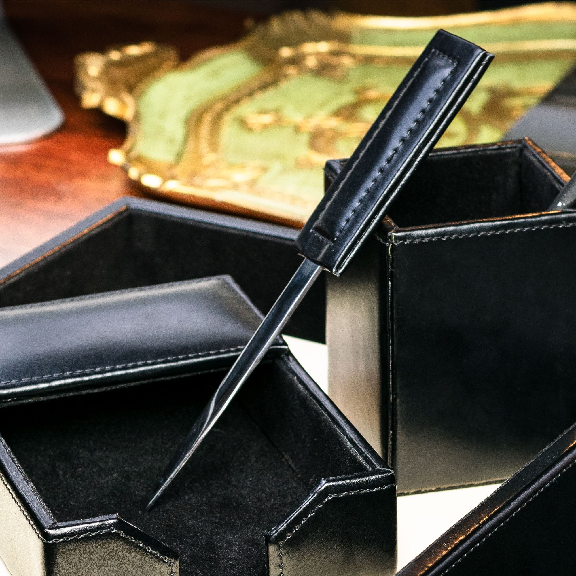 Black Bonded Leather Letter Opener