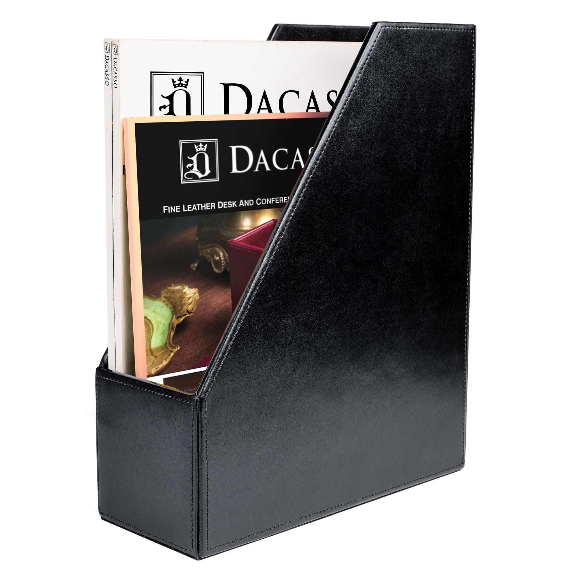 Black Bonded Leather Magazine Rack