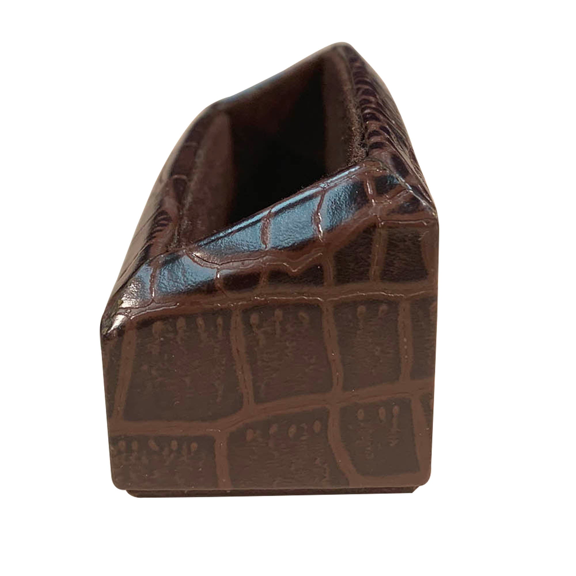 Brown Crocodile Embossed Business Card Holder