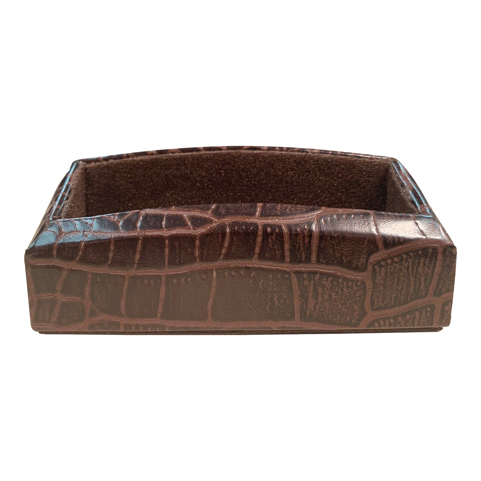 Brown Crocodile Embossed Business Card Holder