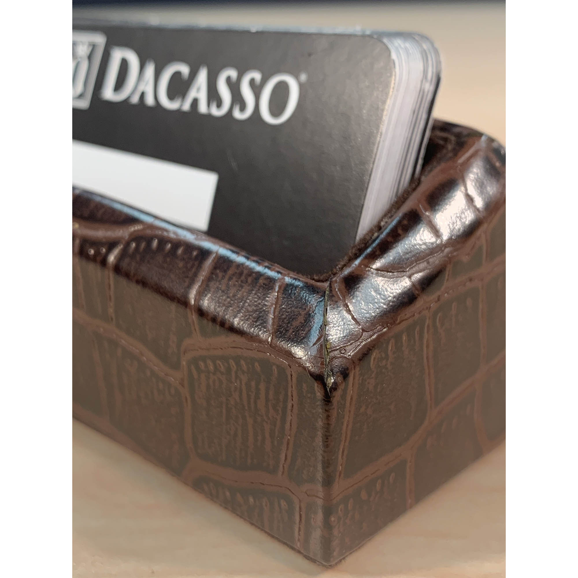 Brown Crocodile Embossed Business Card Holder