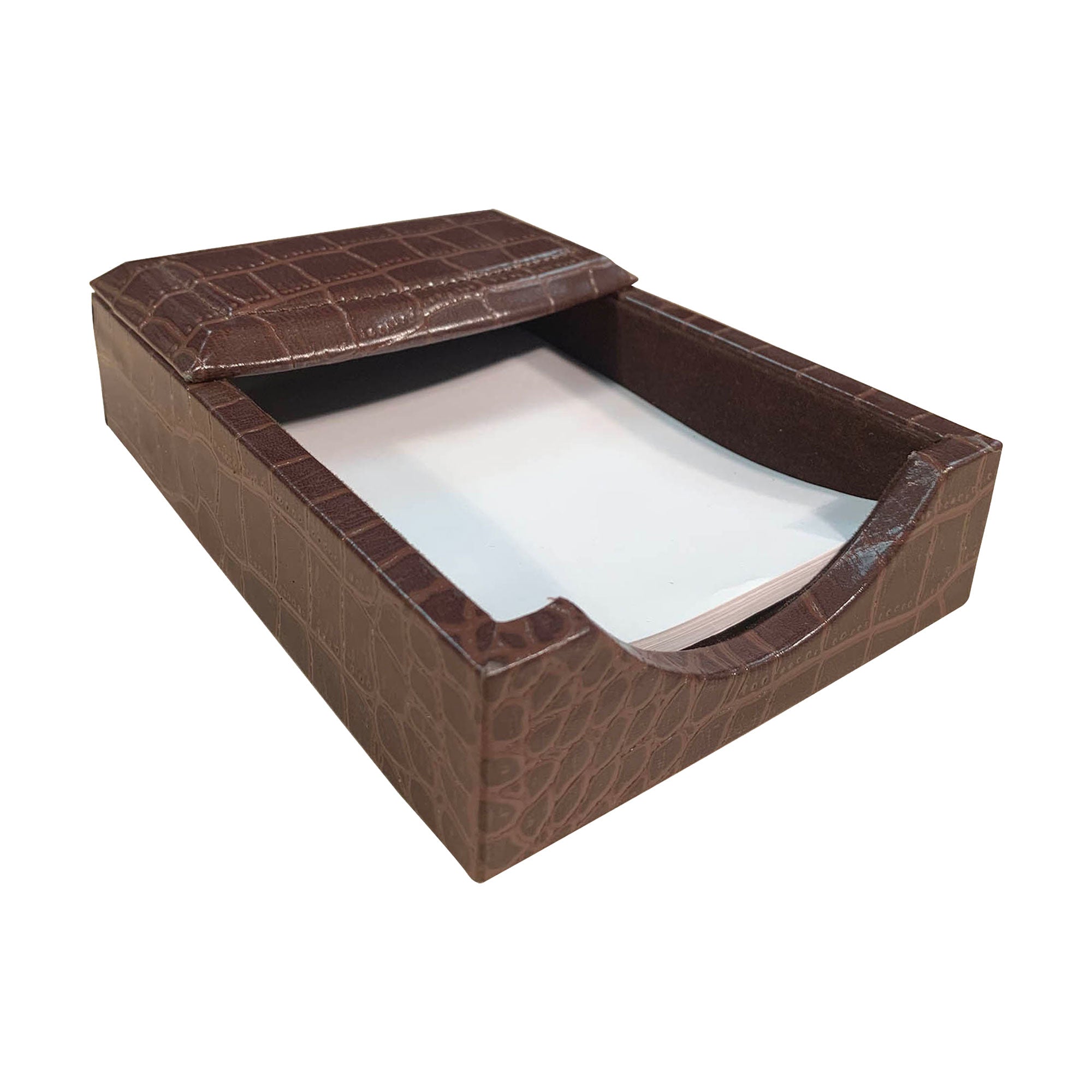 Brown Crocodile Embossed Leather 4" x 6" Memo Holder