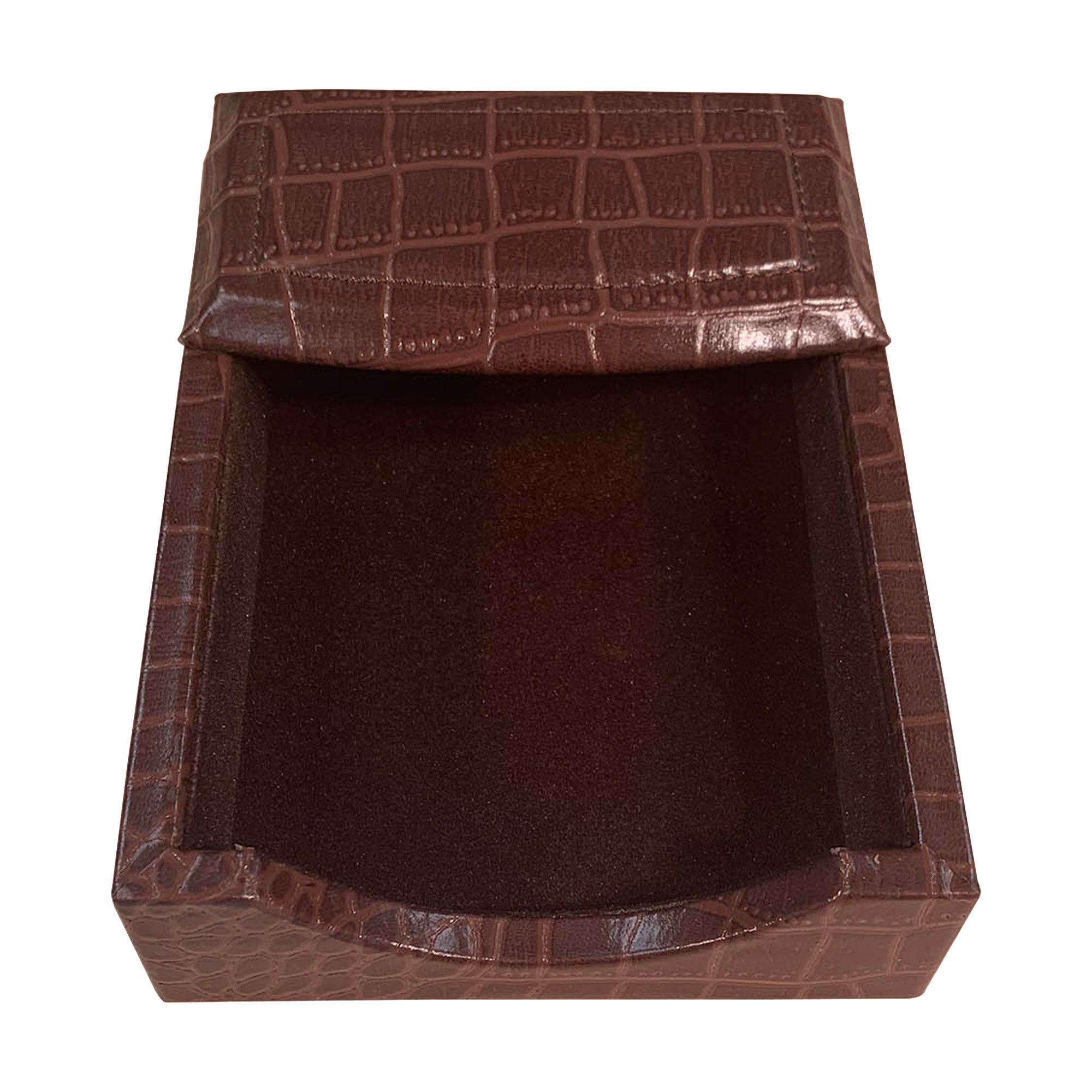 Brown Crocodile Embossed Leather 4" x 6" Memo Holder