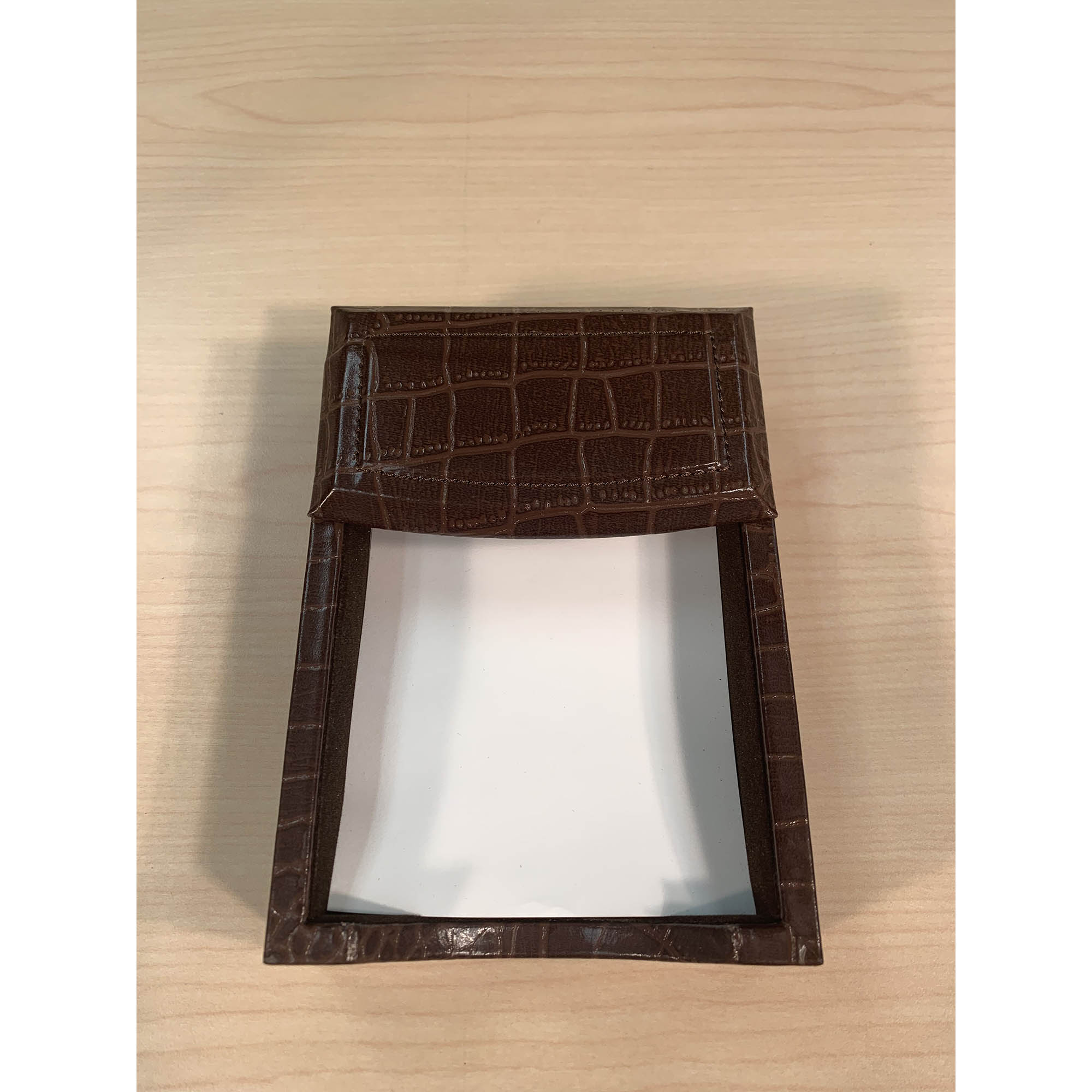 Brown Crocodile Embossed Leather 4" x 6" Memo Holder