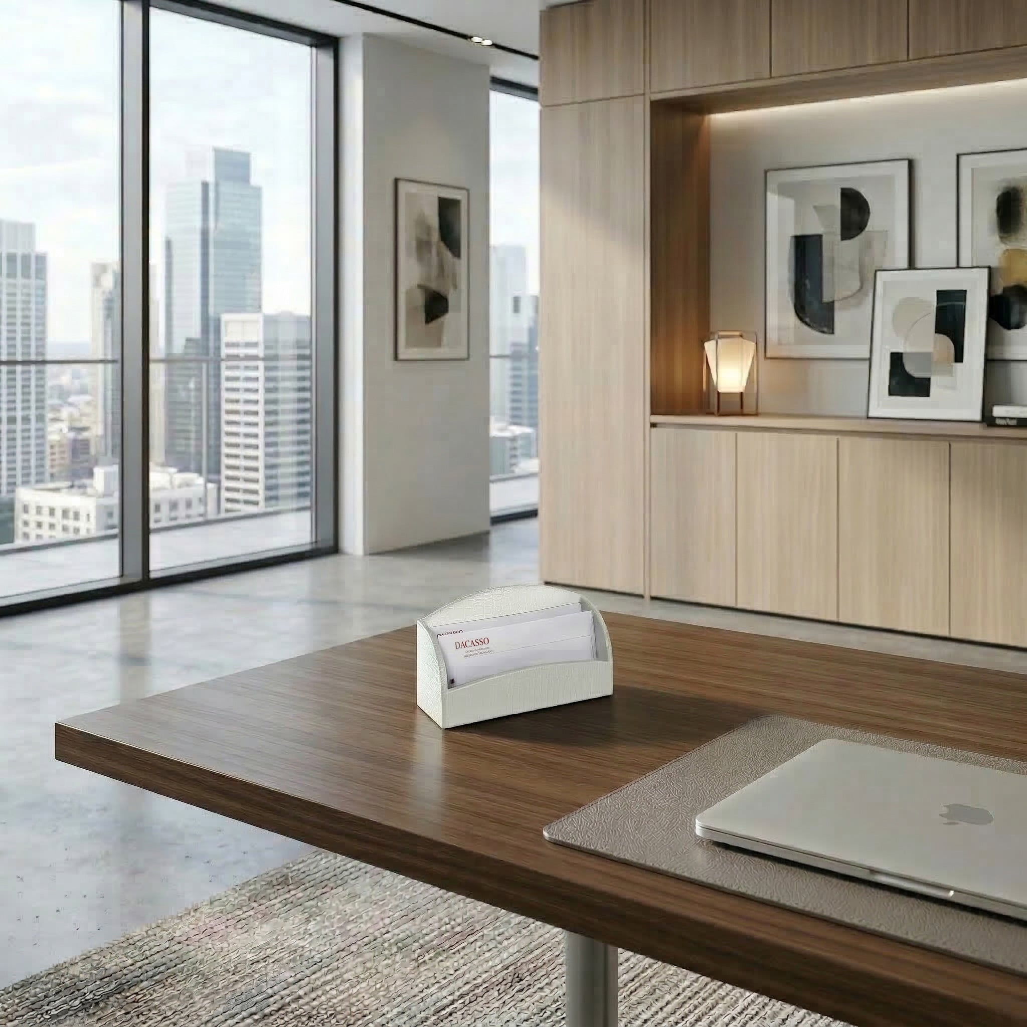 White Crocodile Embossed Leather Letter Holder