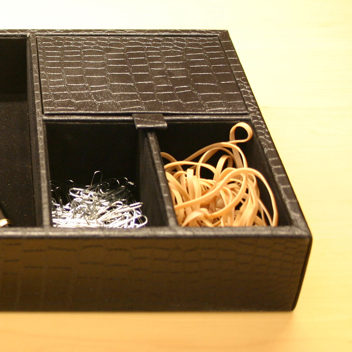 Black Crocodile Embossed Leather Standard Valet Tray