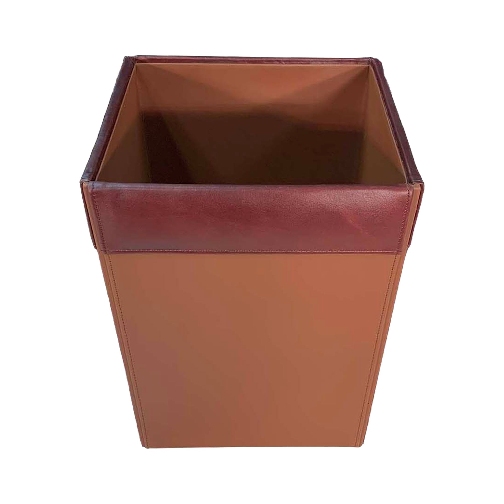 Mocha Leather Square Waste Basket, 14 Qt