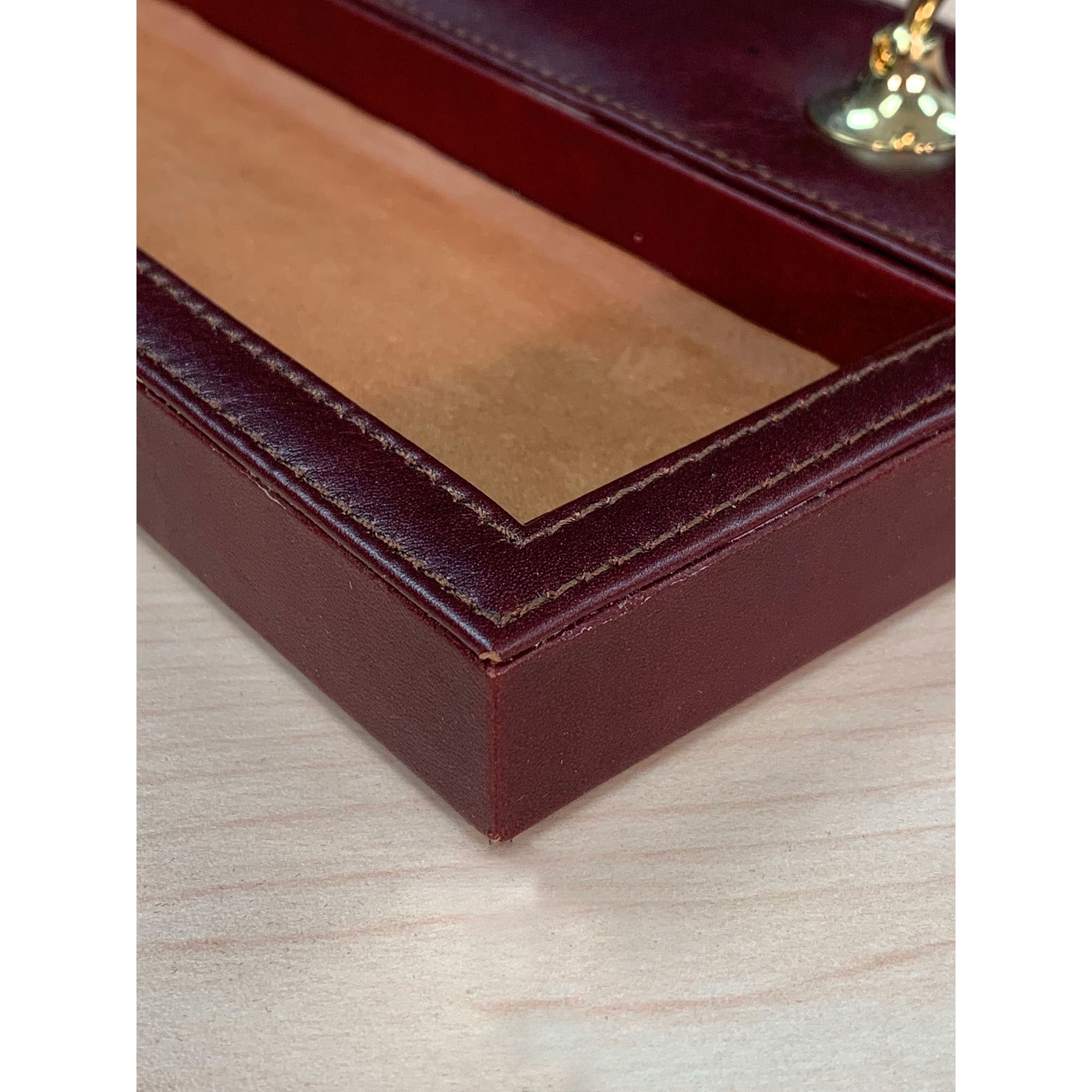 Mocha Leather Pen Stand with Gold Accents