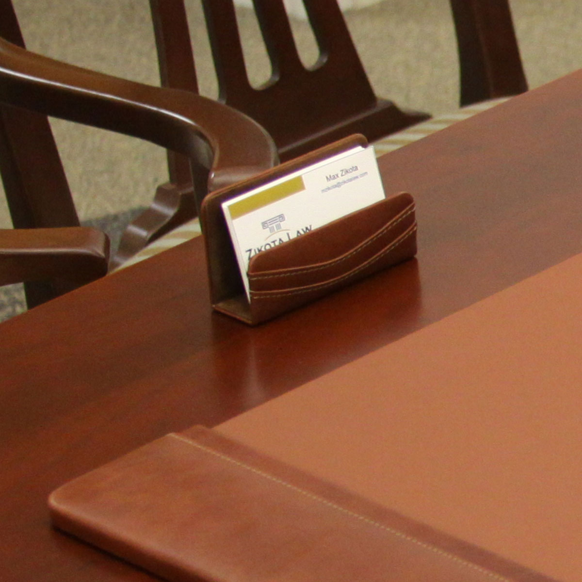 Mocha Leather Business Card Holder