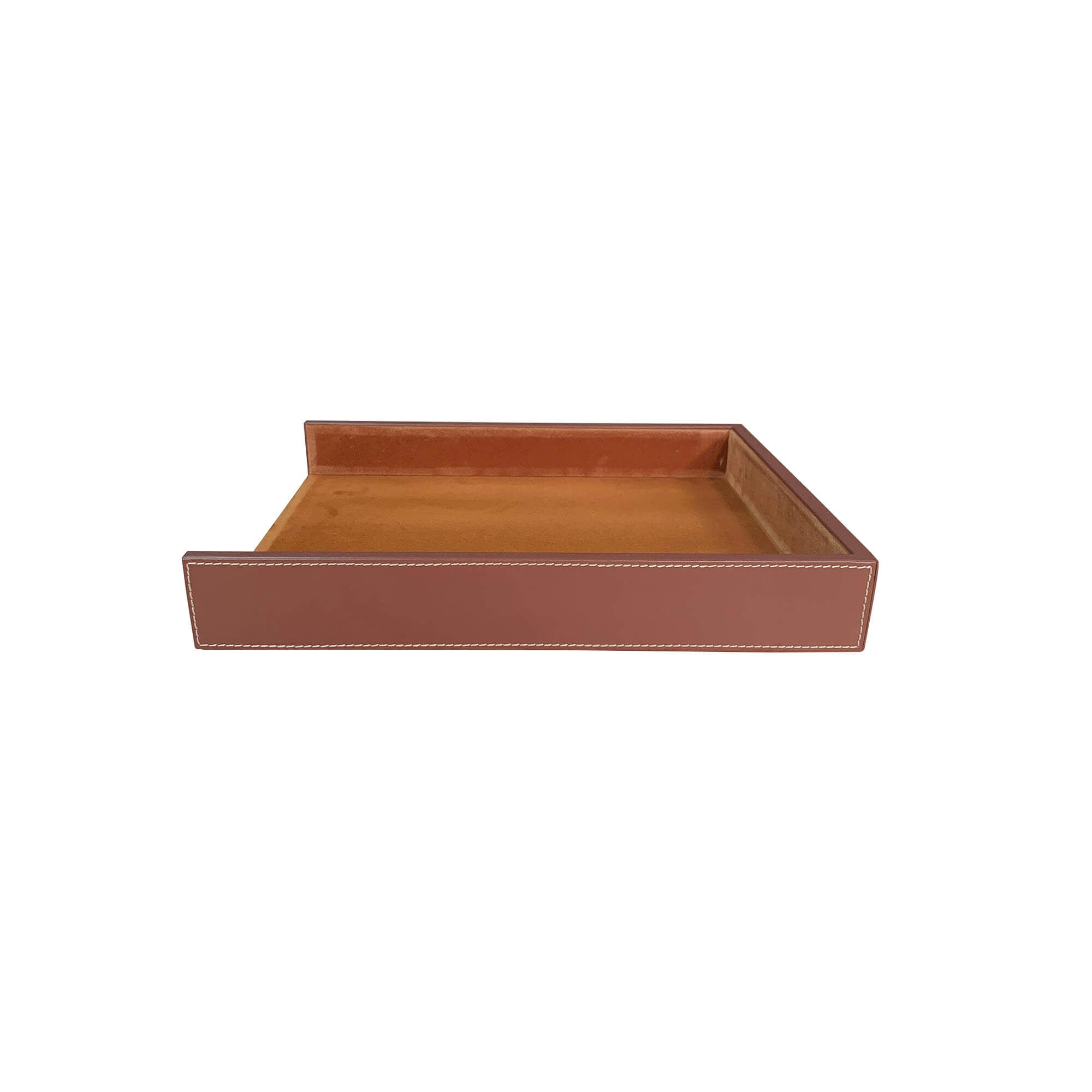 Rustic Brown Leather Letter Tray