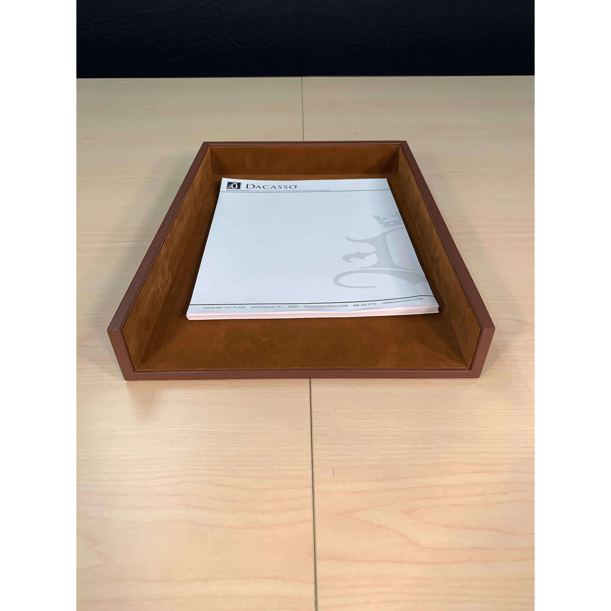 Rustic Brown Leather Legal-Size Letter Tray