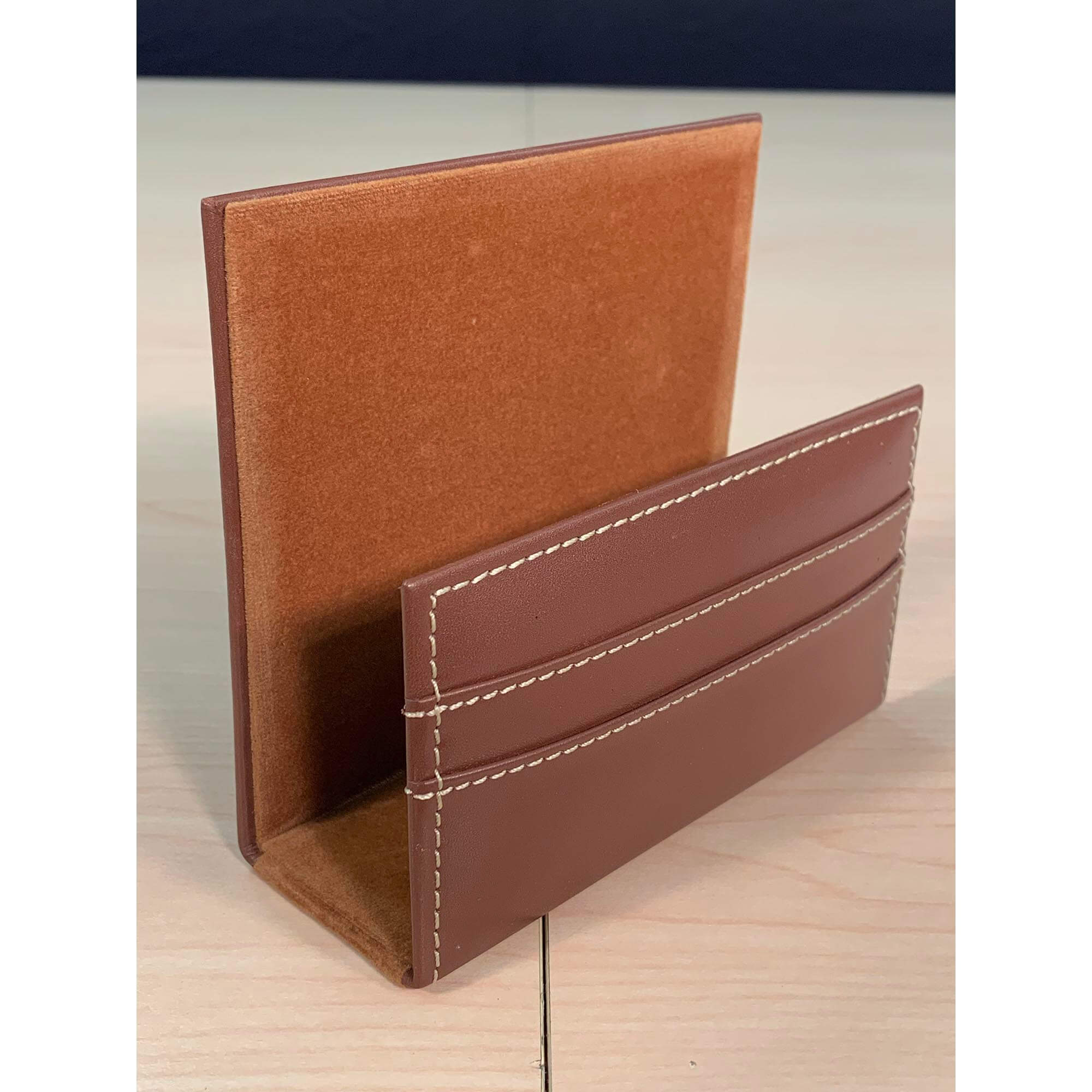 Rustic Brown Leather Letter Holder