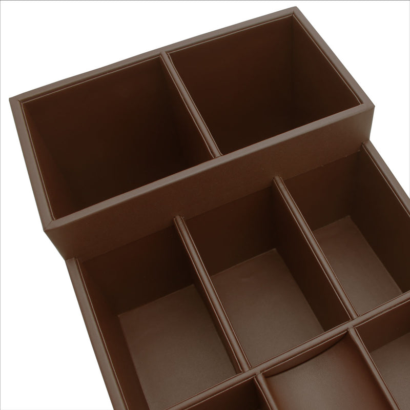 Chocolate Brown Leatherette Coffee Condiment Organizer