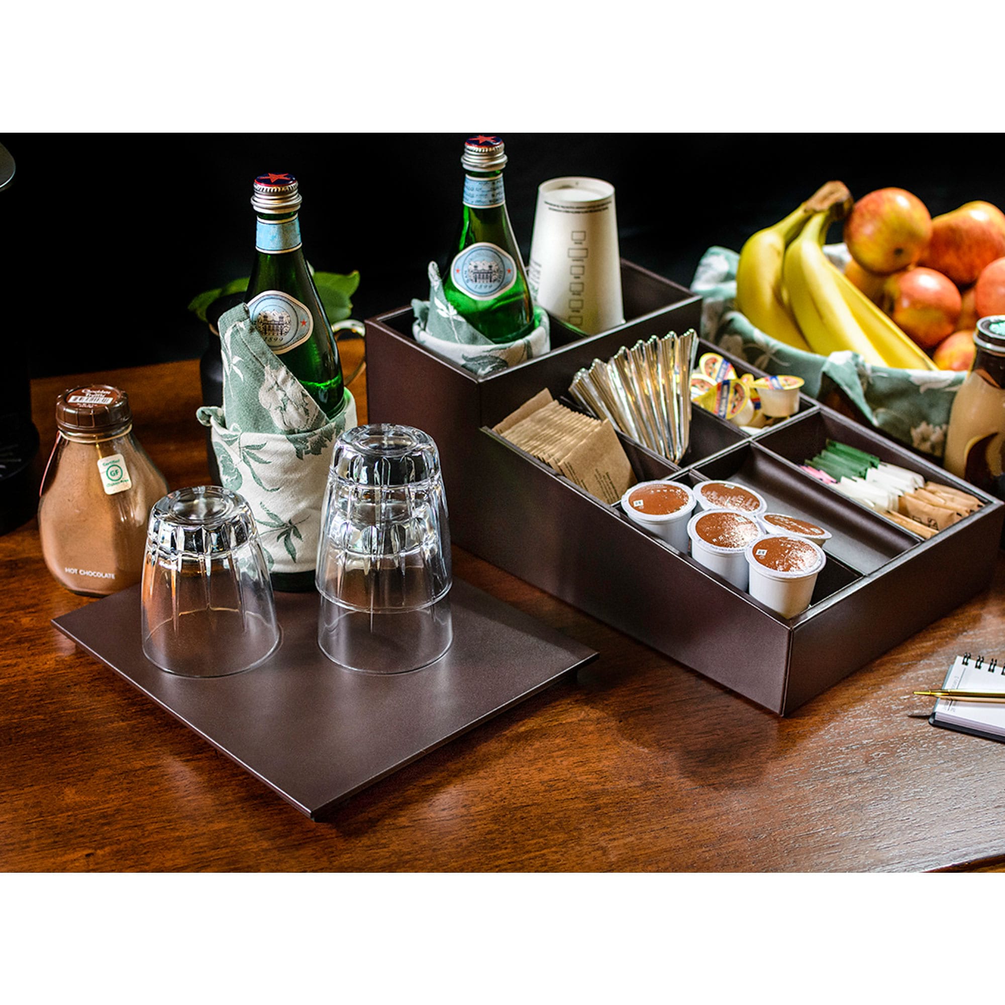 Chocolate Brown Leatherette Coffee Condiment Organizer