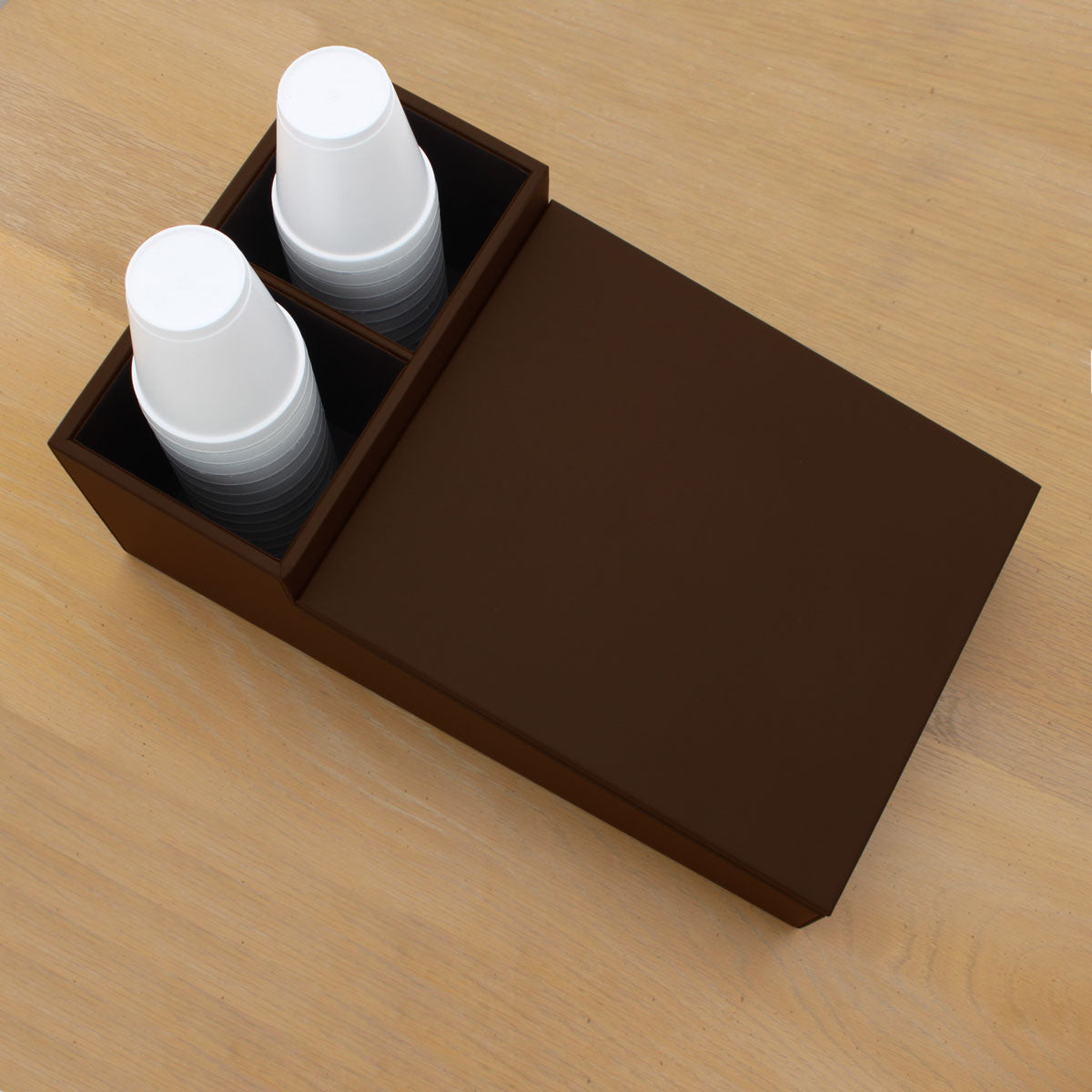 Chocolate Brown Leatherette Coffee Condiment Organizer