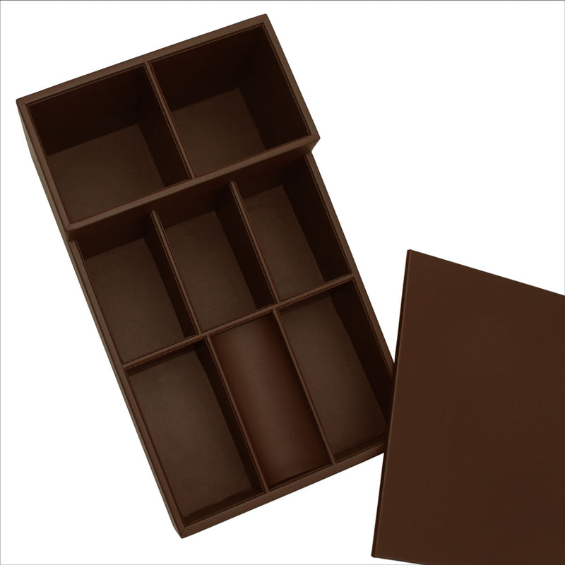 Chocolate Brown Leatherette Coffee Condiment Organizer