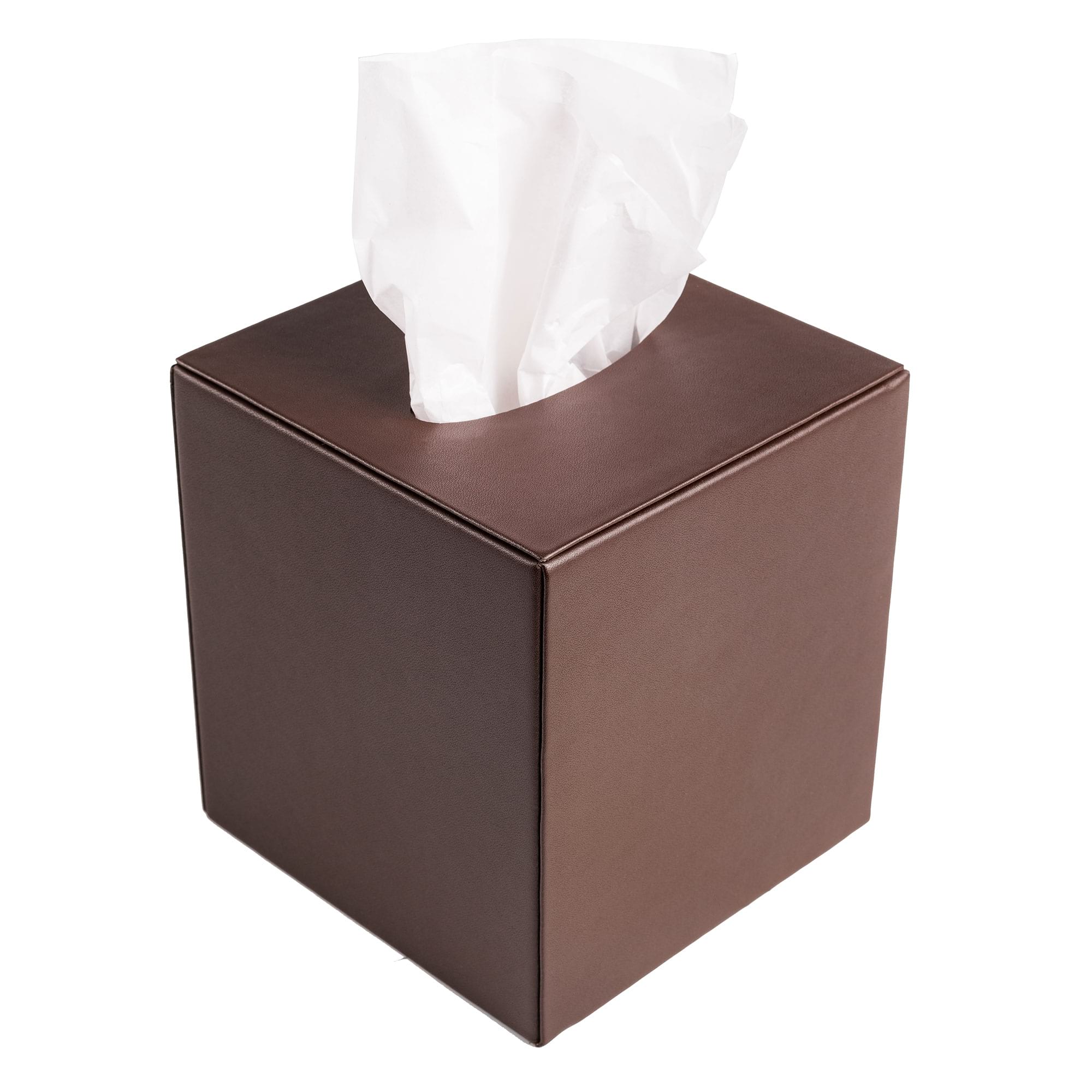 Chocolate Brown Leatherette Tissue Box Cover