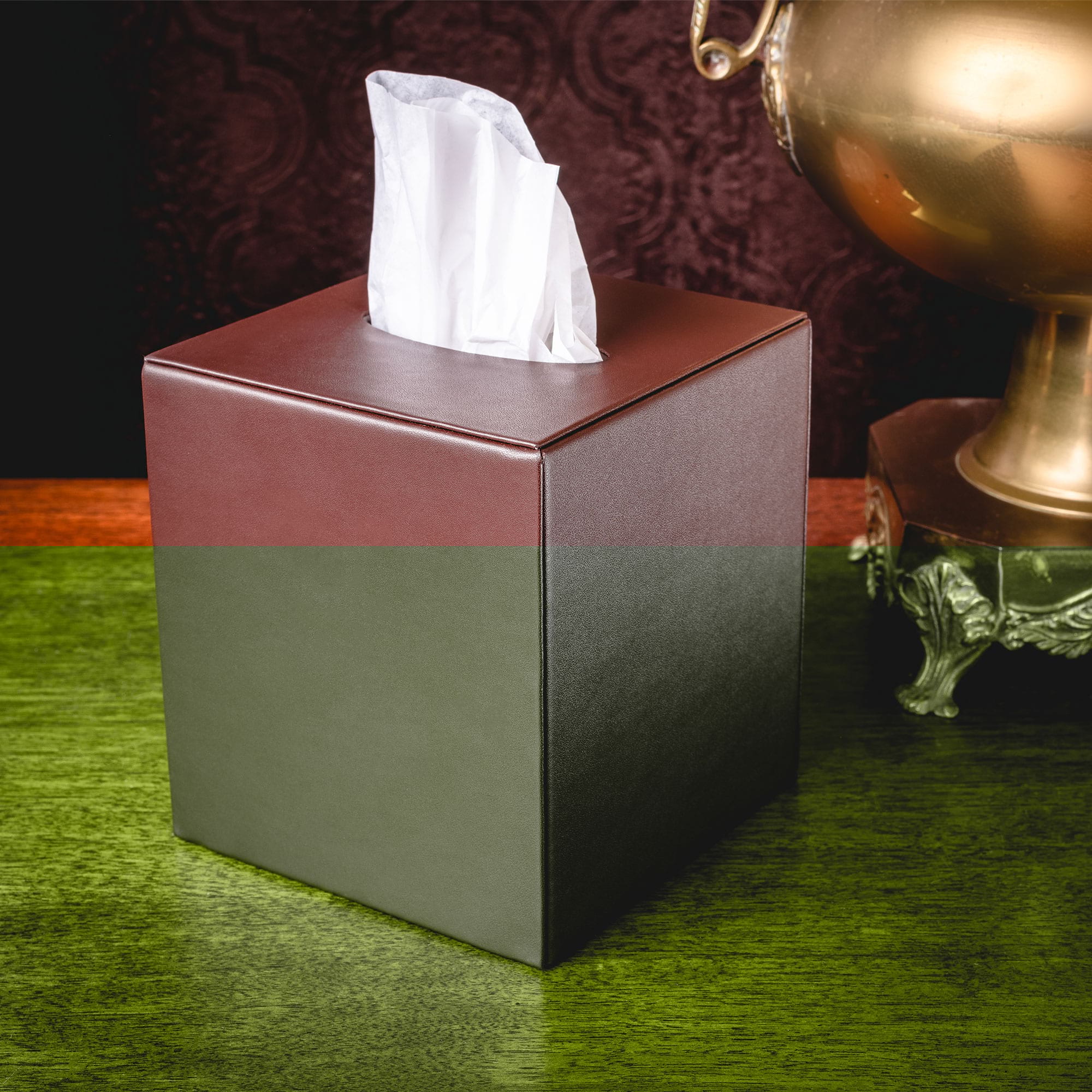 Chocolate Brown Leatherette Tissue Box Cover