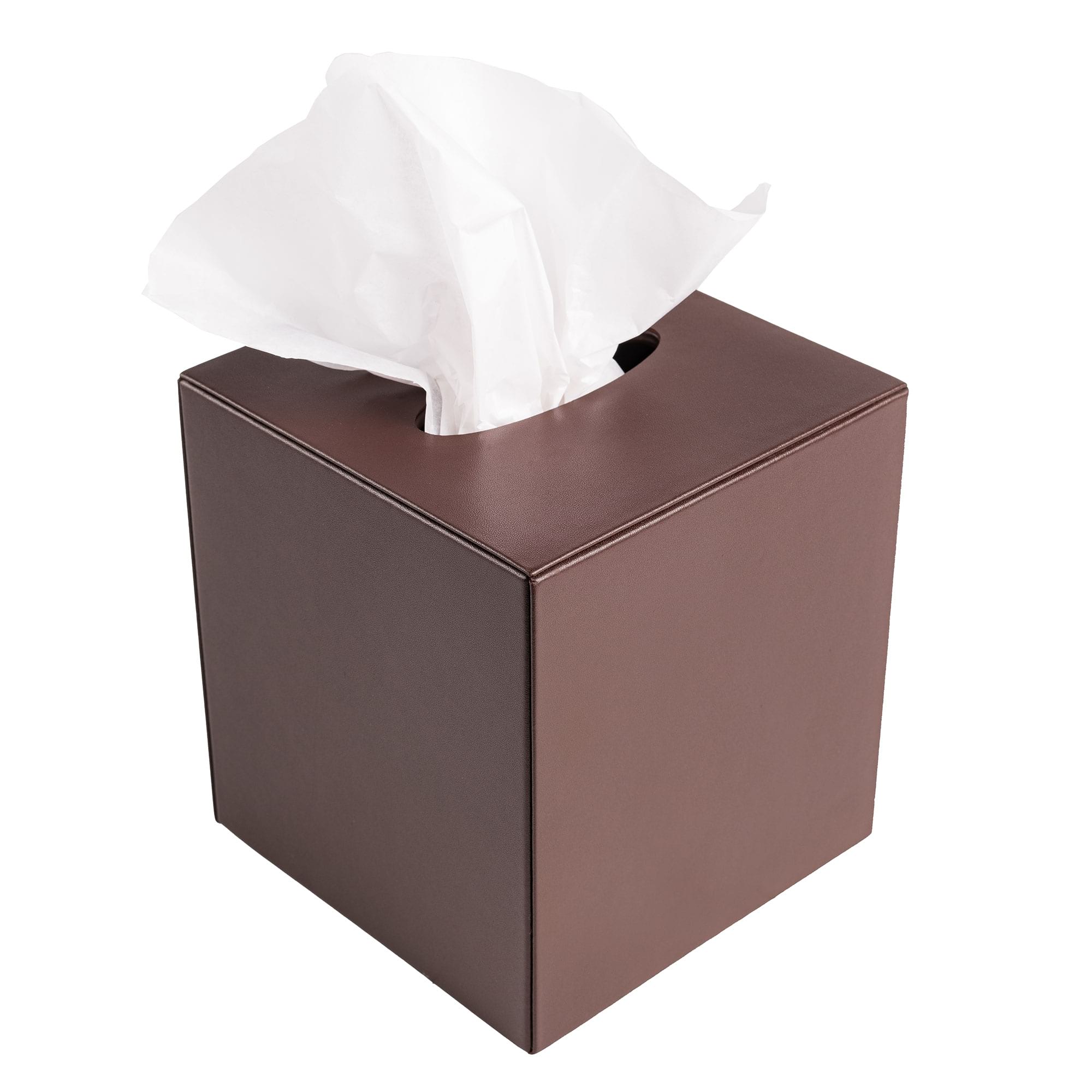 Chocolate Brown Leatherette Tissue Box Cover