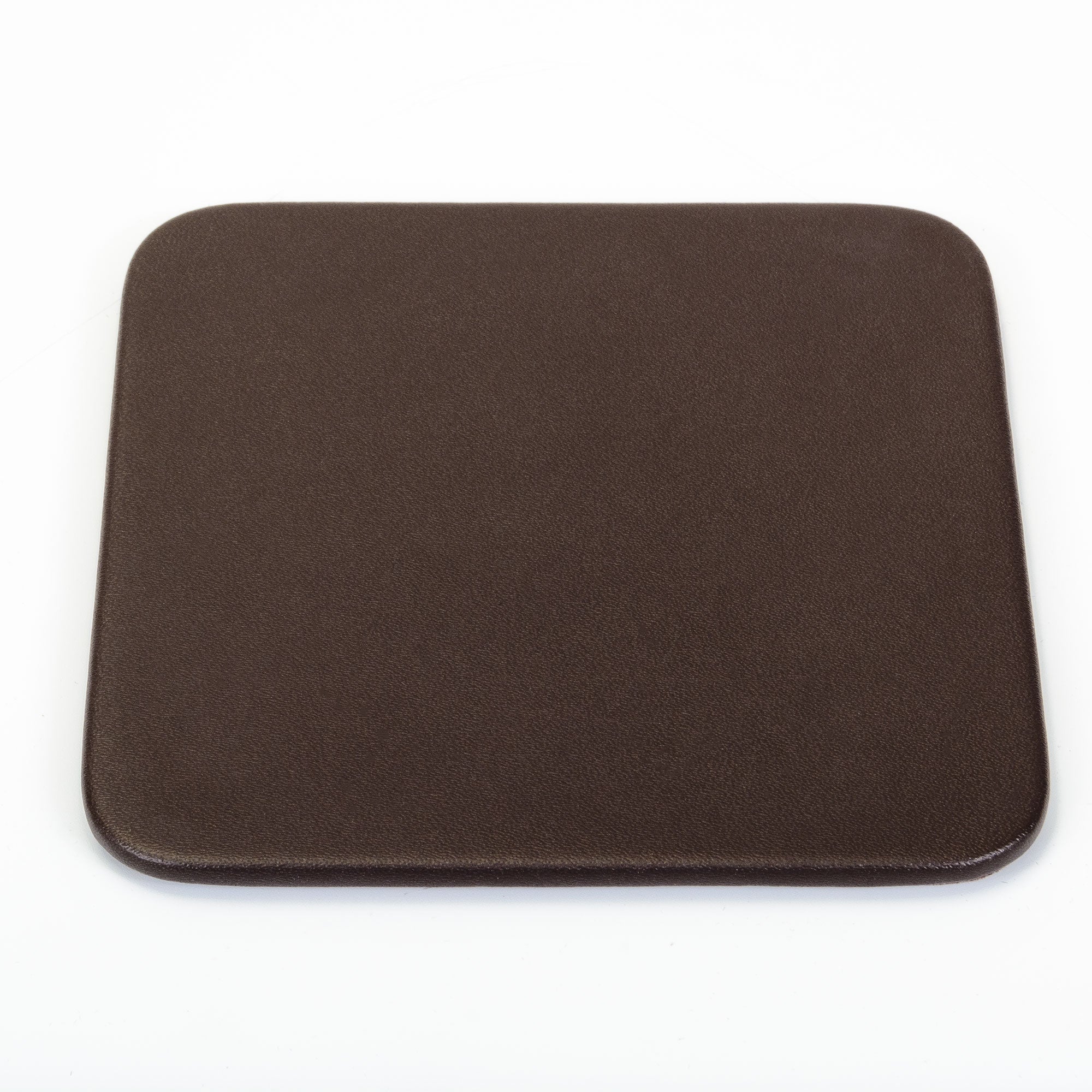 Chocolate Brown Leatherette 10 Square Coaster Set w/ Holder