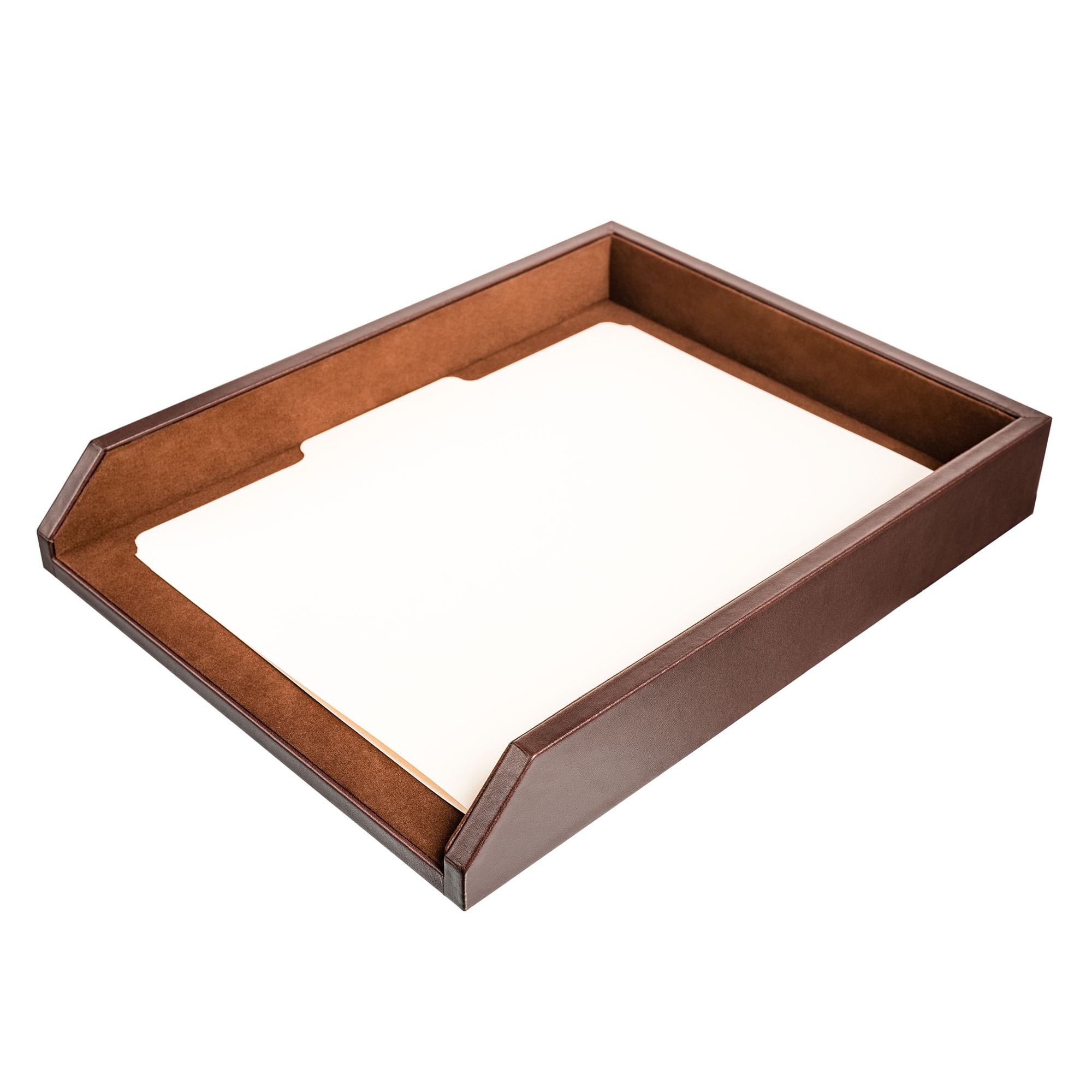 Chocolate Brown Leather Letter Tray