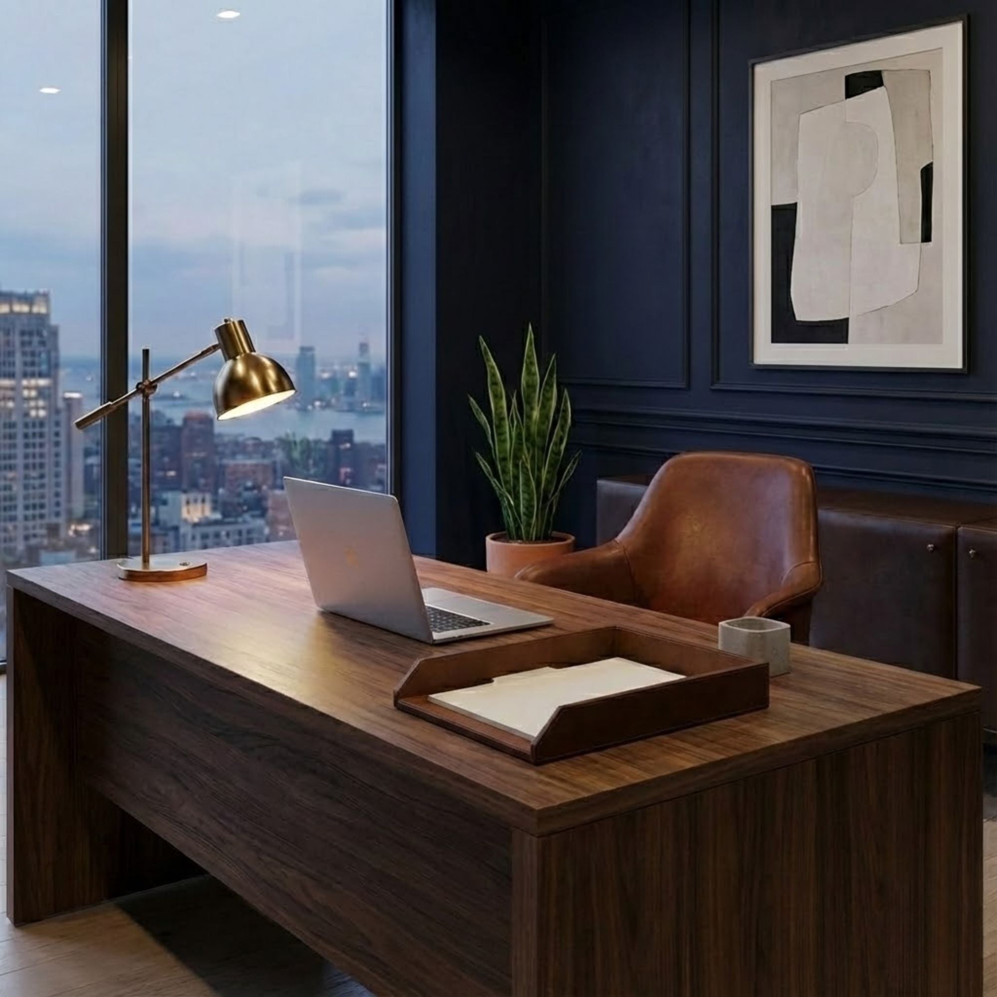 Chocolate Brown Leather Letter Tray