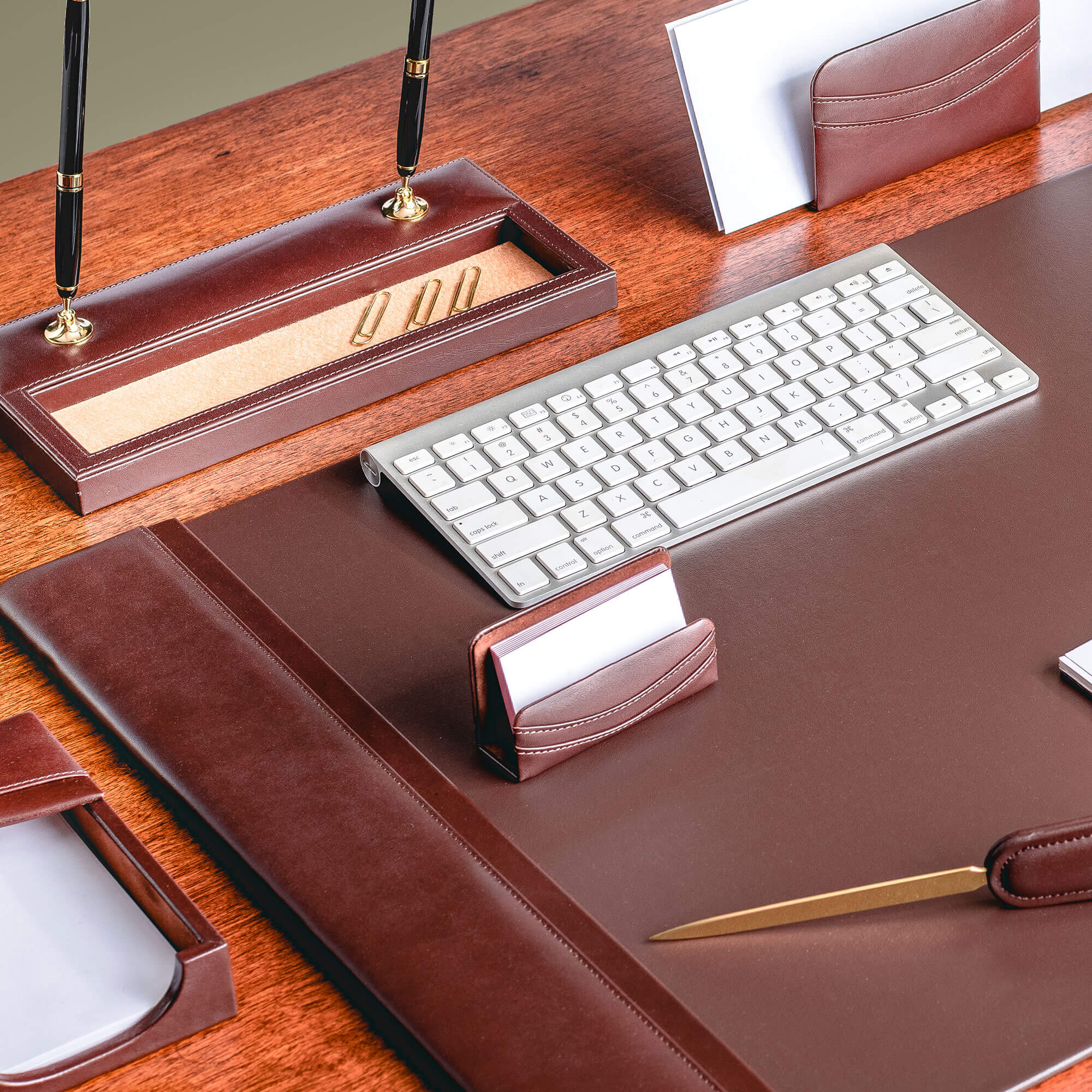 Chocolate Brown Leather Business Card Holder