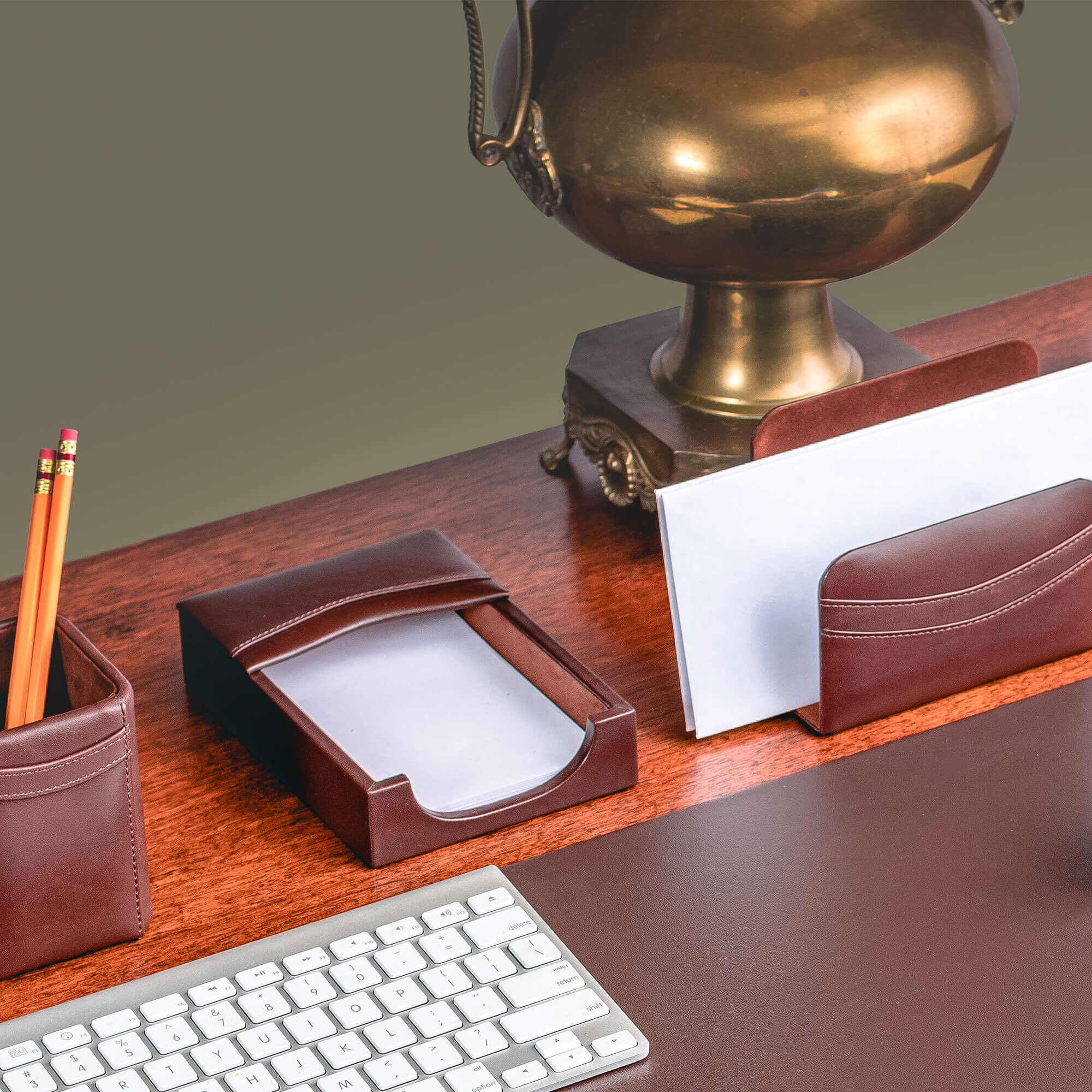Chocolate Brown Leather 4 x 6 Memo Holder