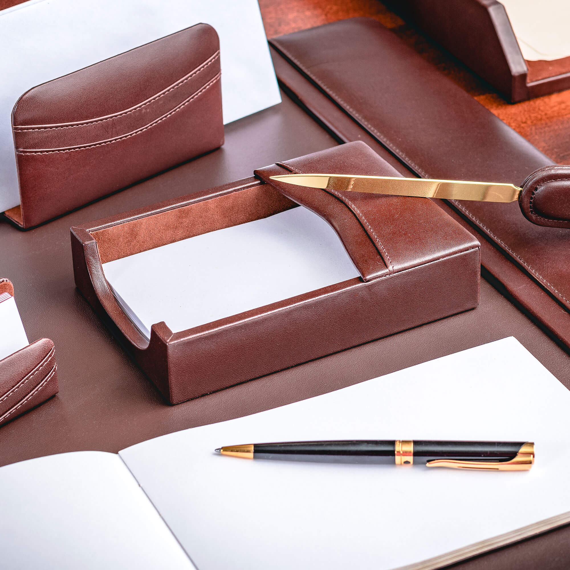 Chocolate Brown Leather 4 x 6 Memo Holder