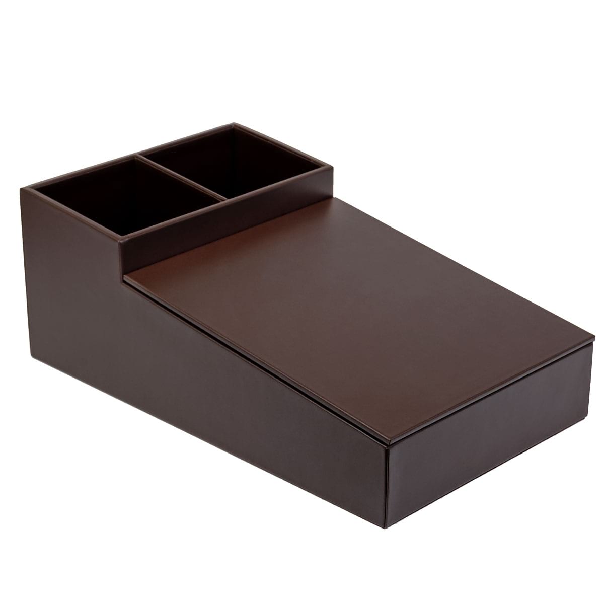 Chocolate Brown Leather Coffee Condiment Organizer