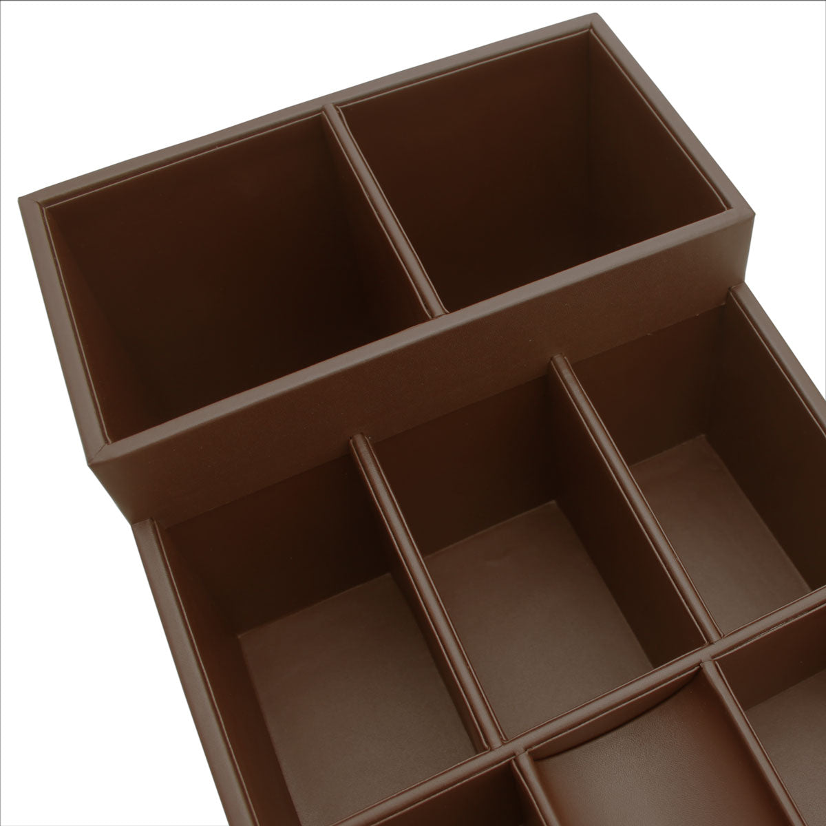 Chocolate Brown Leather Coffee Condiment Organizer