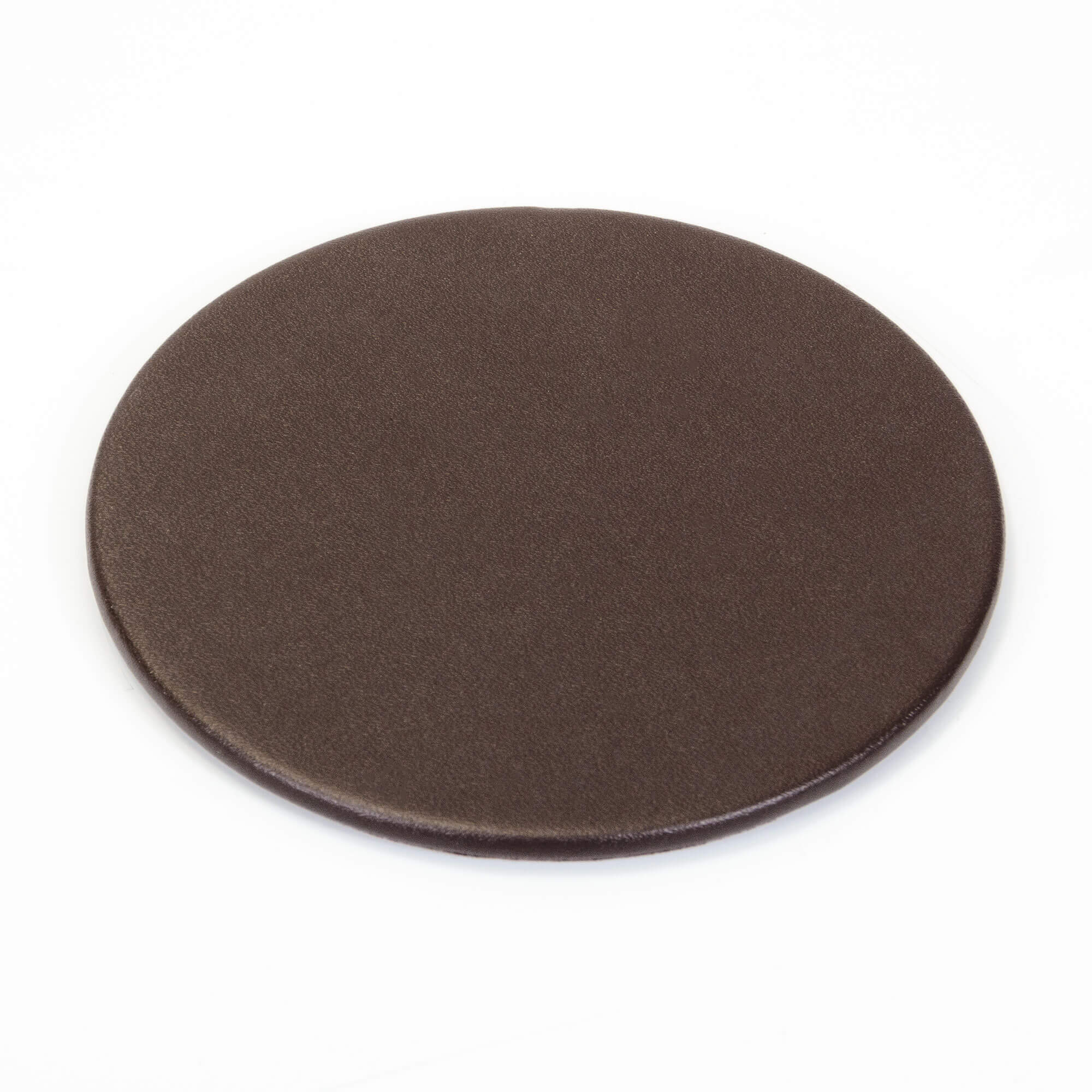 Chocolate Brown Leather 10 Round Coaster Set w/ Holder