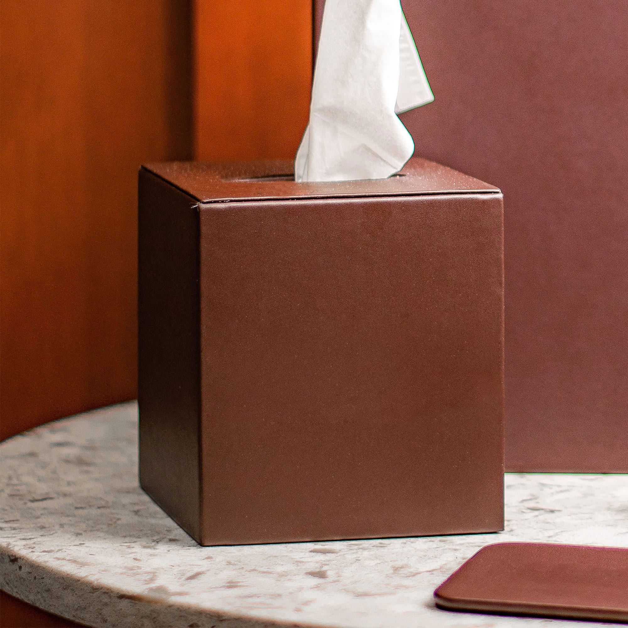 Chocolate Brown Leather Tissue Box Cover
