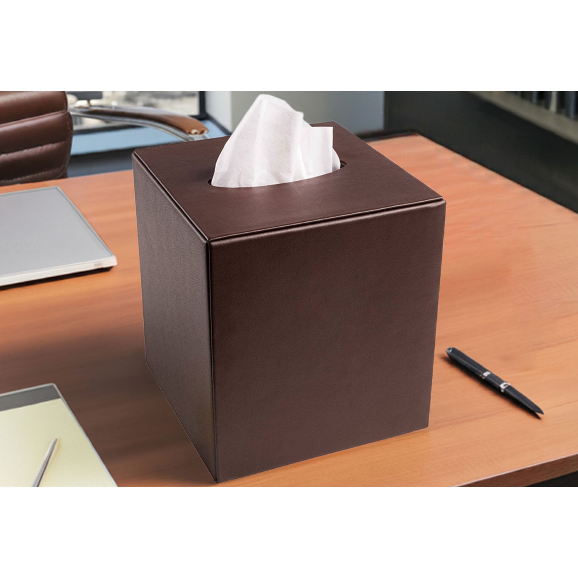 Chocolate Brown Leather Tissue Box Cover