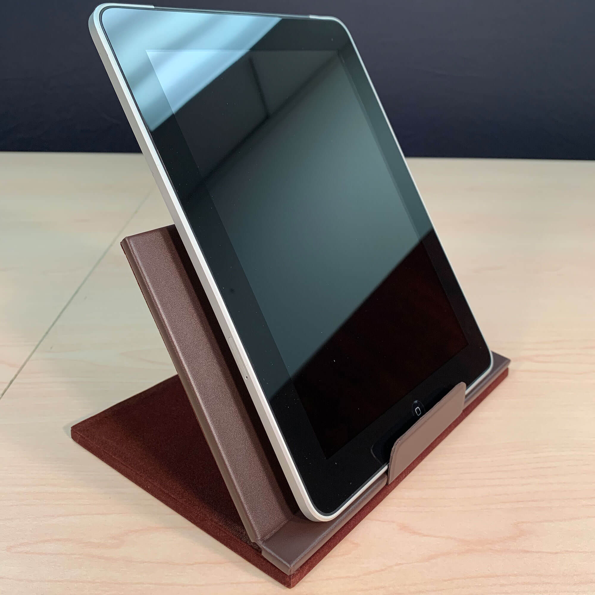 Chocolate Brown Leather Tablet Stand