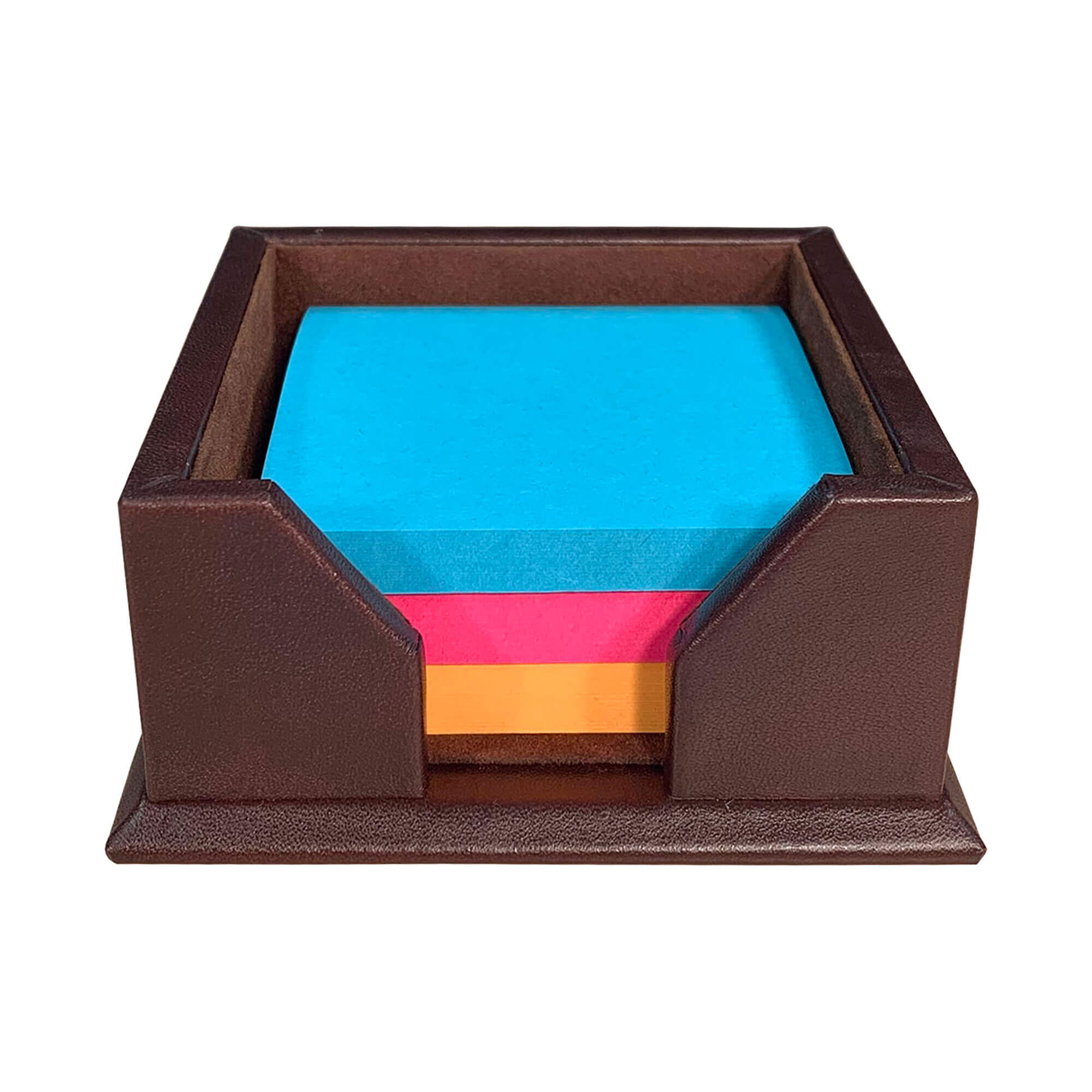 Chocolate Brown Leather 3" x 3" Sticky Note Holder
