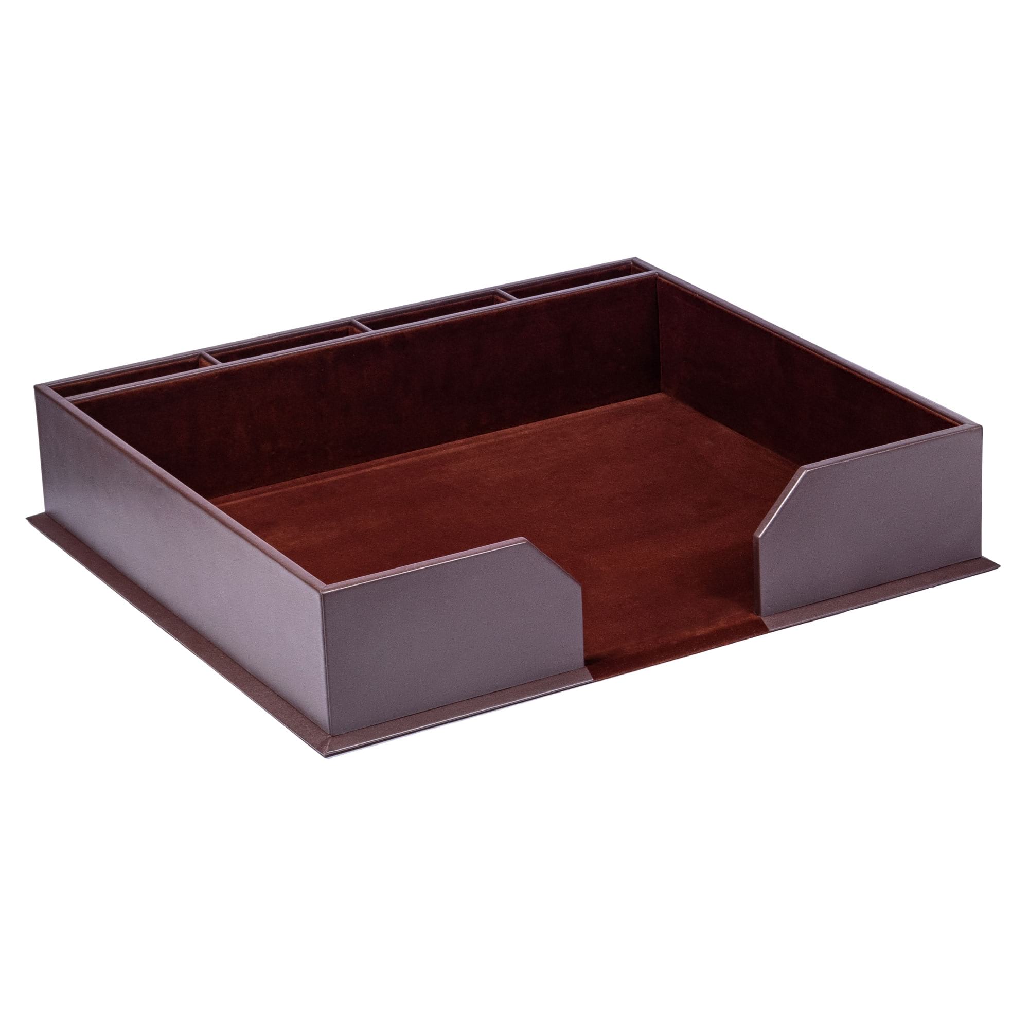 Chocolate Brown Leather 17" x 14" Conference Pad & Coaster Holder