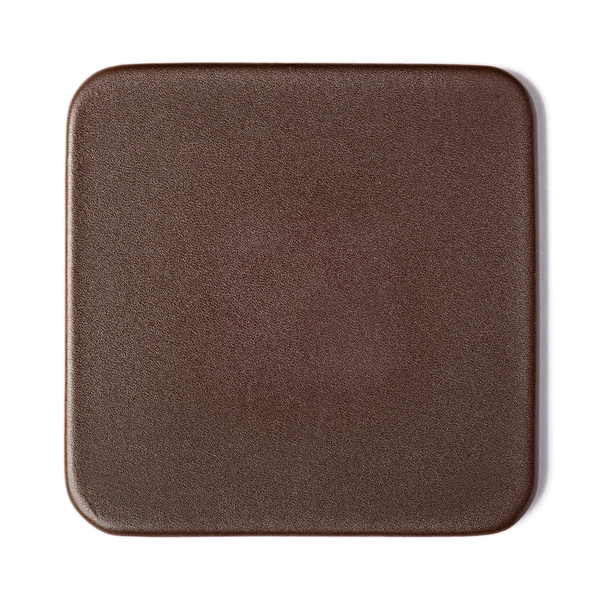 Chocolate Brown Leather 4 Square Coaster Set w/ Holder
