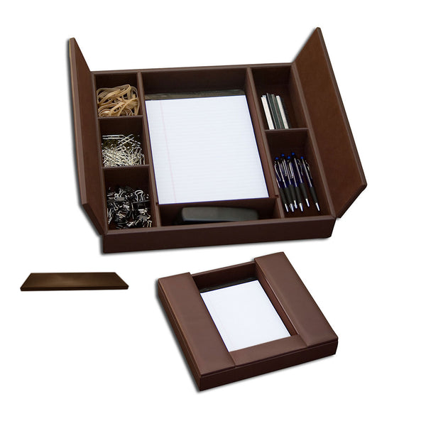Chocolate Brown Leather Conference Room Organizer