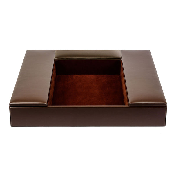 Chocolate Brown Leather Conference Room Organizer