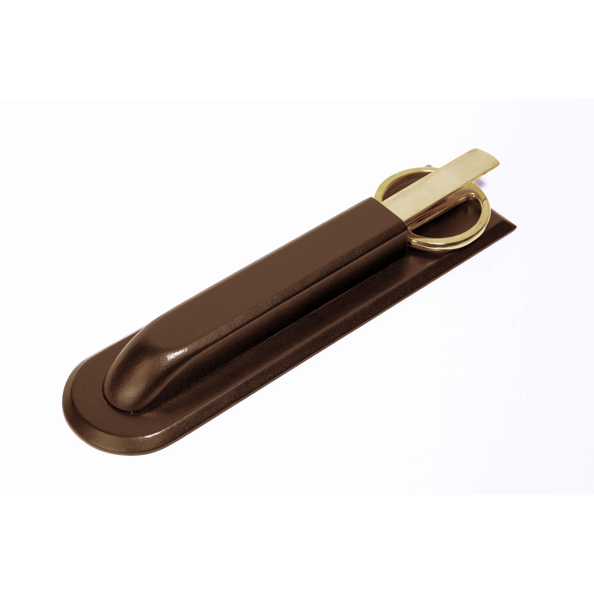 Chocolate Brown Leather Library Set With Gold Hardware