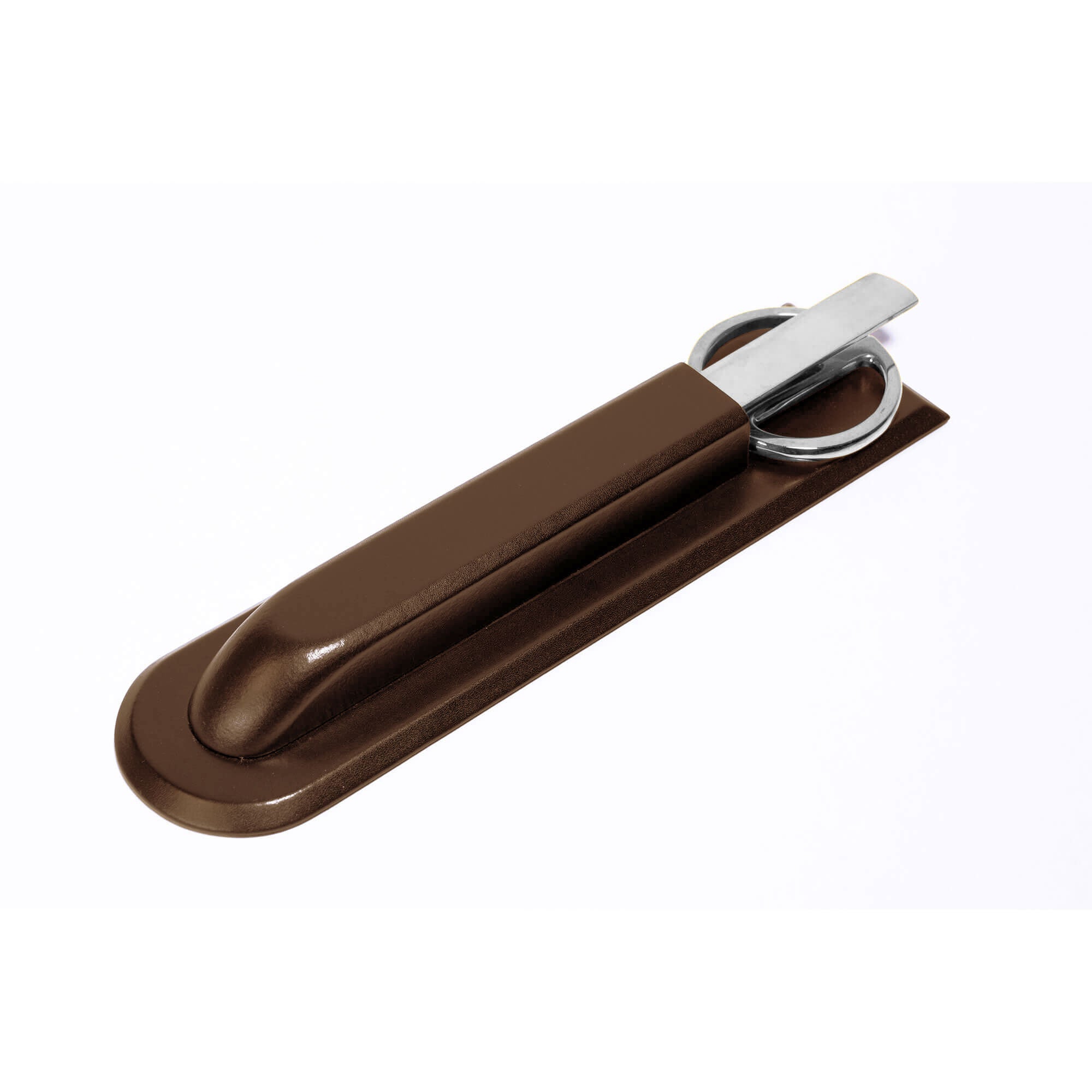 Chocolate Brown Leather Library Set With Silver Hardware