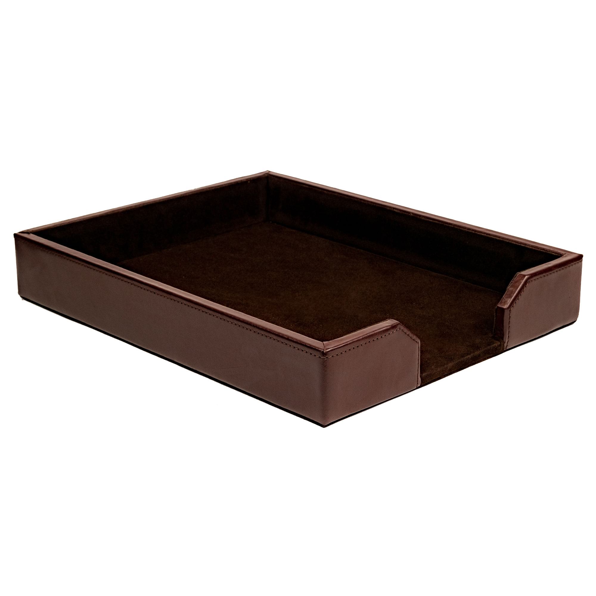 Dark Brown Bonded Leather Letter Tray