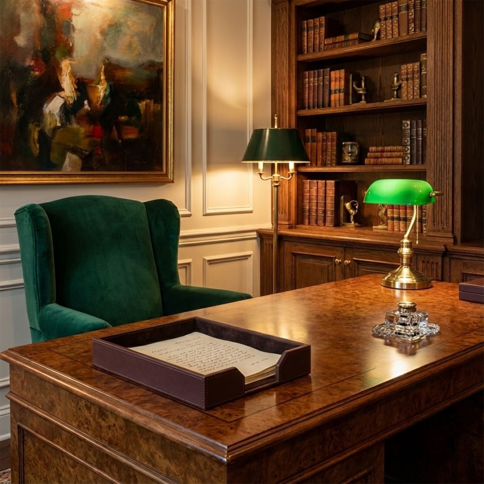 Dark Brown Bonded Leather Letter Tray