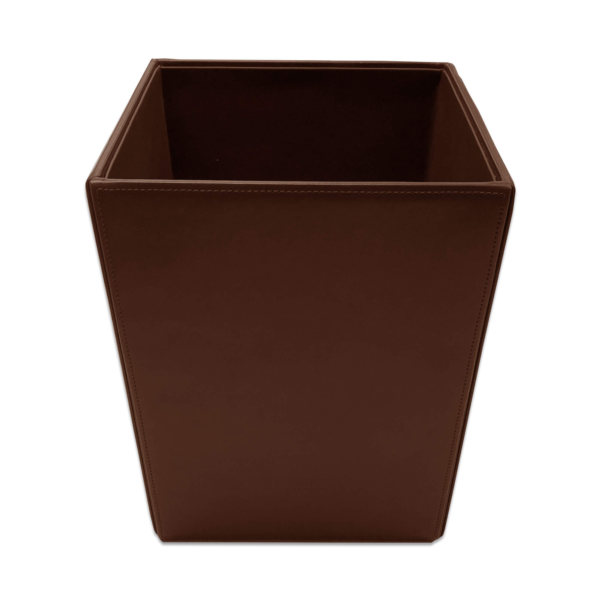 Dark Brown Bonded Leather Waste Basket, 14 Qt