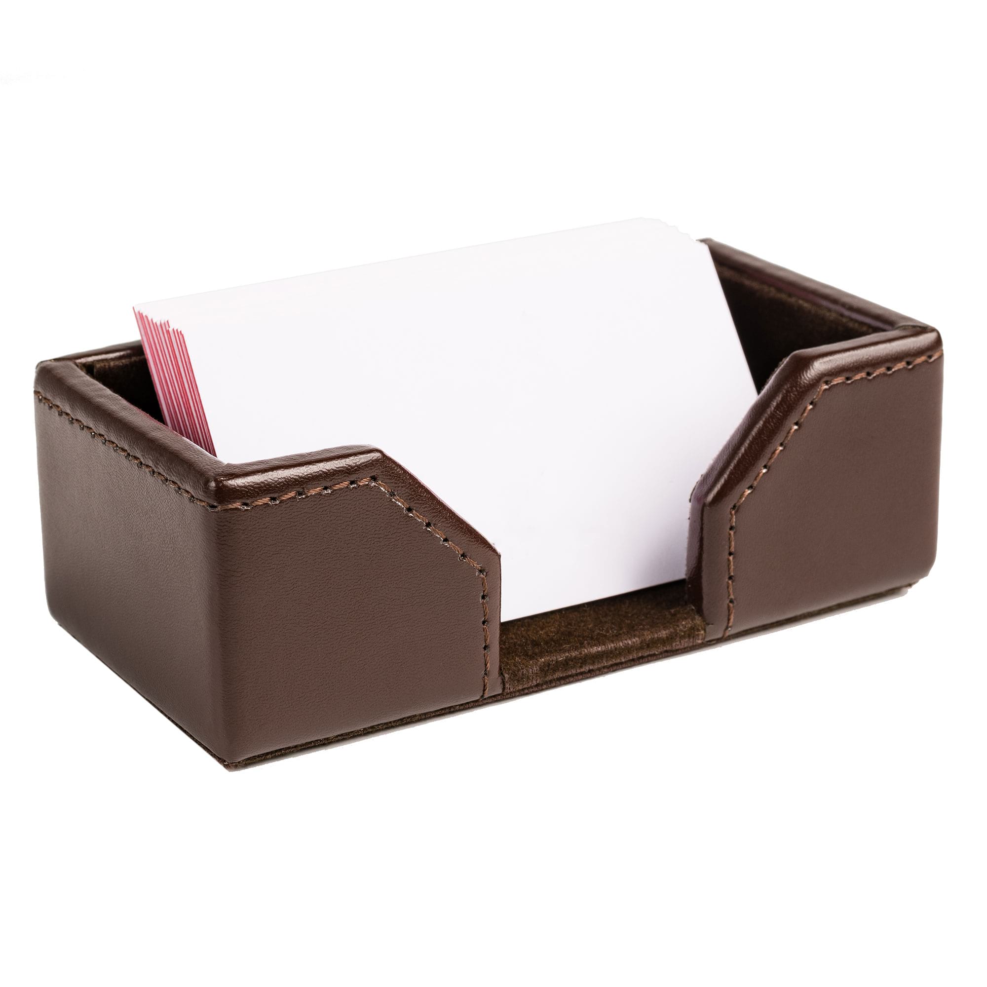 Dark Brown Bonded Leather Business Card Holder