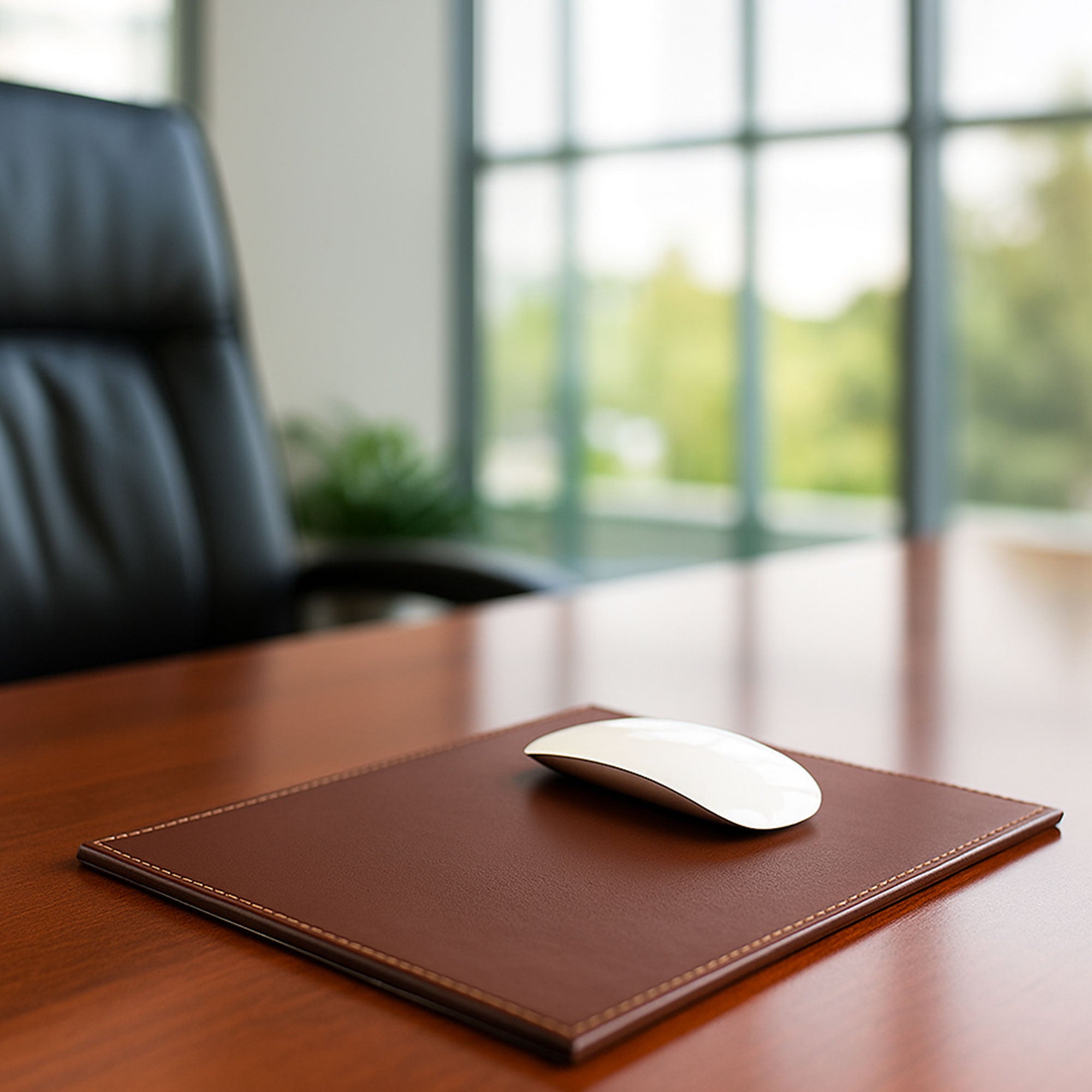 Dark Brown Bonded Leather Mouse Pad